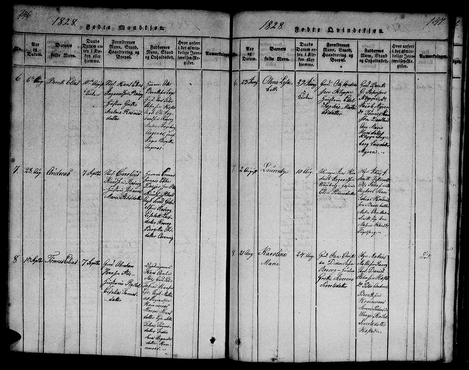 Flekkefjord sokneprestkontor, AV/SAK-1111-0012/F/Fa/Fab/L0003: Parish register (official) no. A 3, 1815-1830, p. 146-147