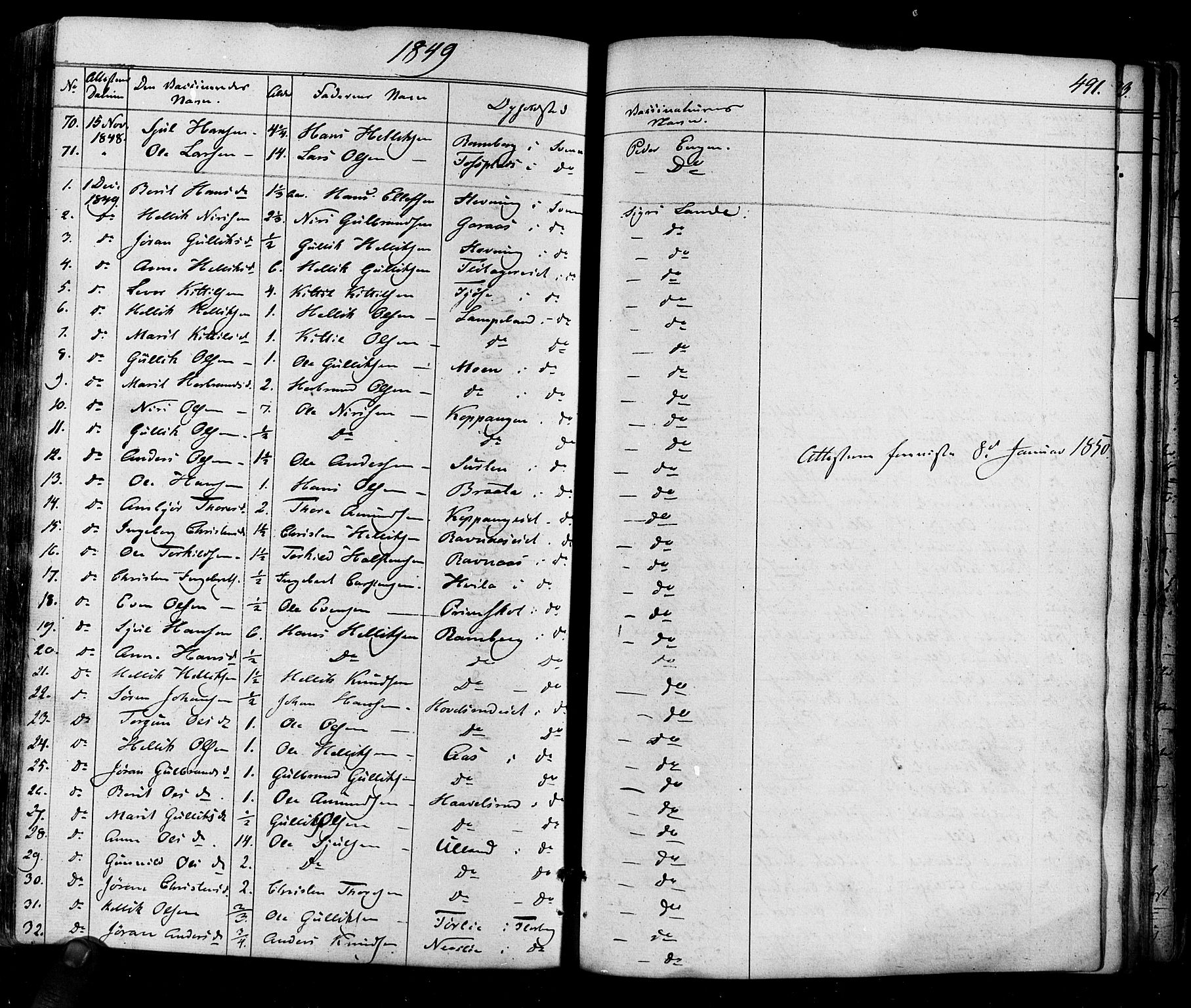 Flesberg kirkebøker, SAKO/A-18/F/Fa/L0006: Parish register (official) no. I 6, 1834-1860, p. 491