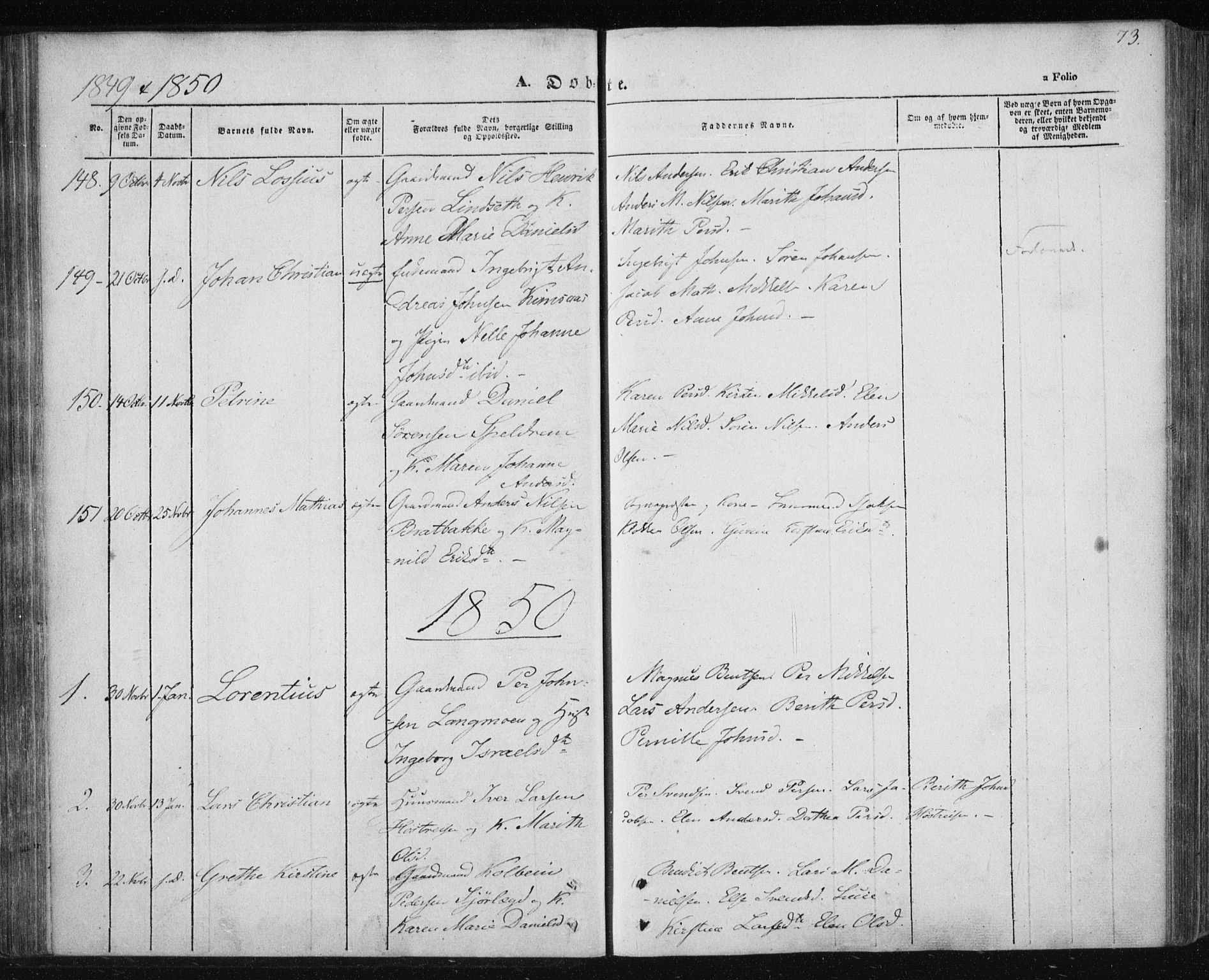 Ministerialprotokoller, klokkerbøker og fødselsregistre - Nordland, AV/SAT-A-1459/820/L0291: Parish register (official) no. 820A12, 1846-1854, p. 73