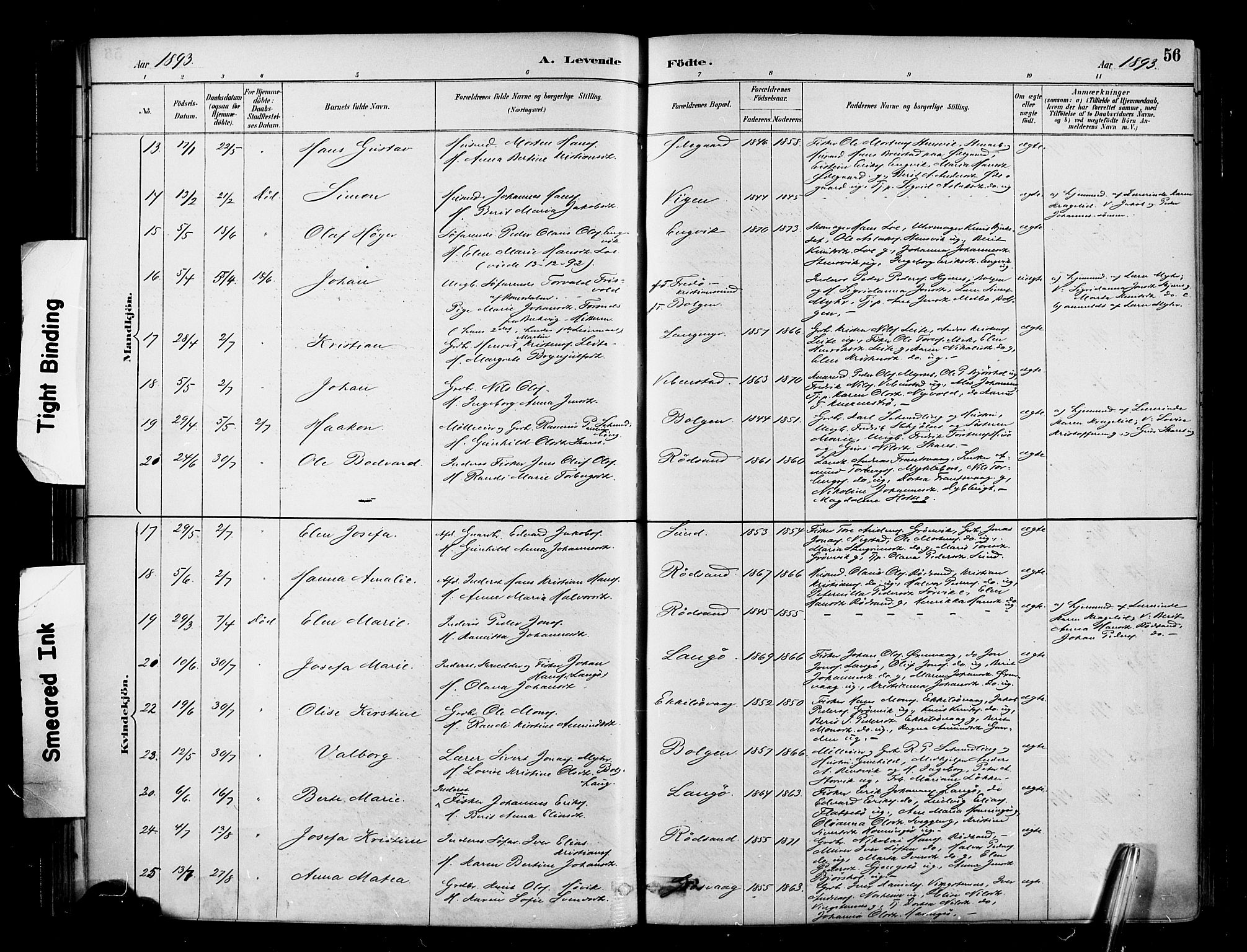 Ministerialprotokoller, klokkerbøker og fødselsregistre - Møre og Romsdal, AV/SAT-A-1454/569/L0819: Parish register (official) no. 569A05, 1885-1899, p. 56