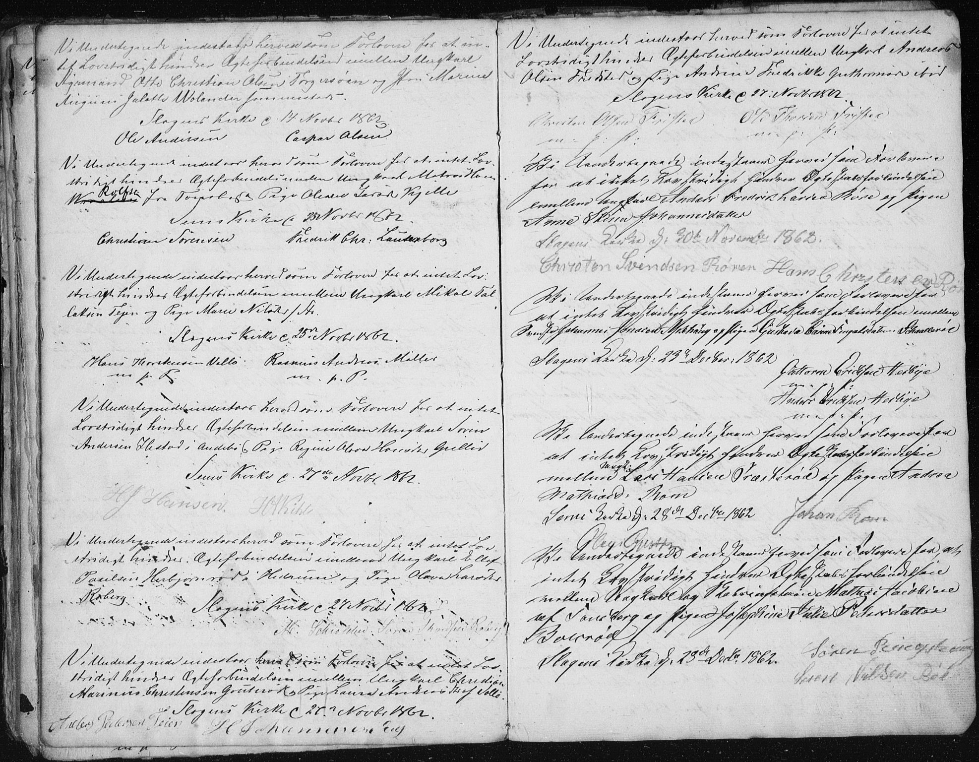 Sem kirkebøker, AV/SAKO-A-5/Y/Ya/L0001: Best man's statements no. 1, 1848-1864