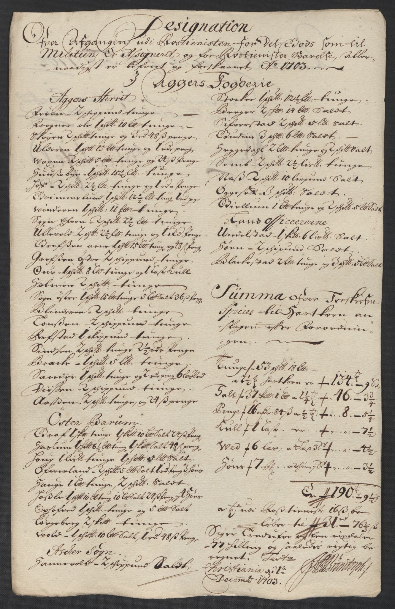 Rentekammeret inntil 1814, Reviderte regnskaper, Fogderegnskap, RA/EA-4092/R10/L0445: Fogderegnskap Aker og Follo, 1703-1704, p. 146