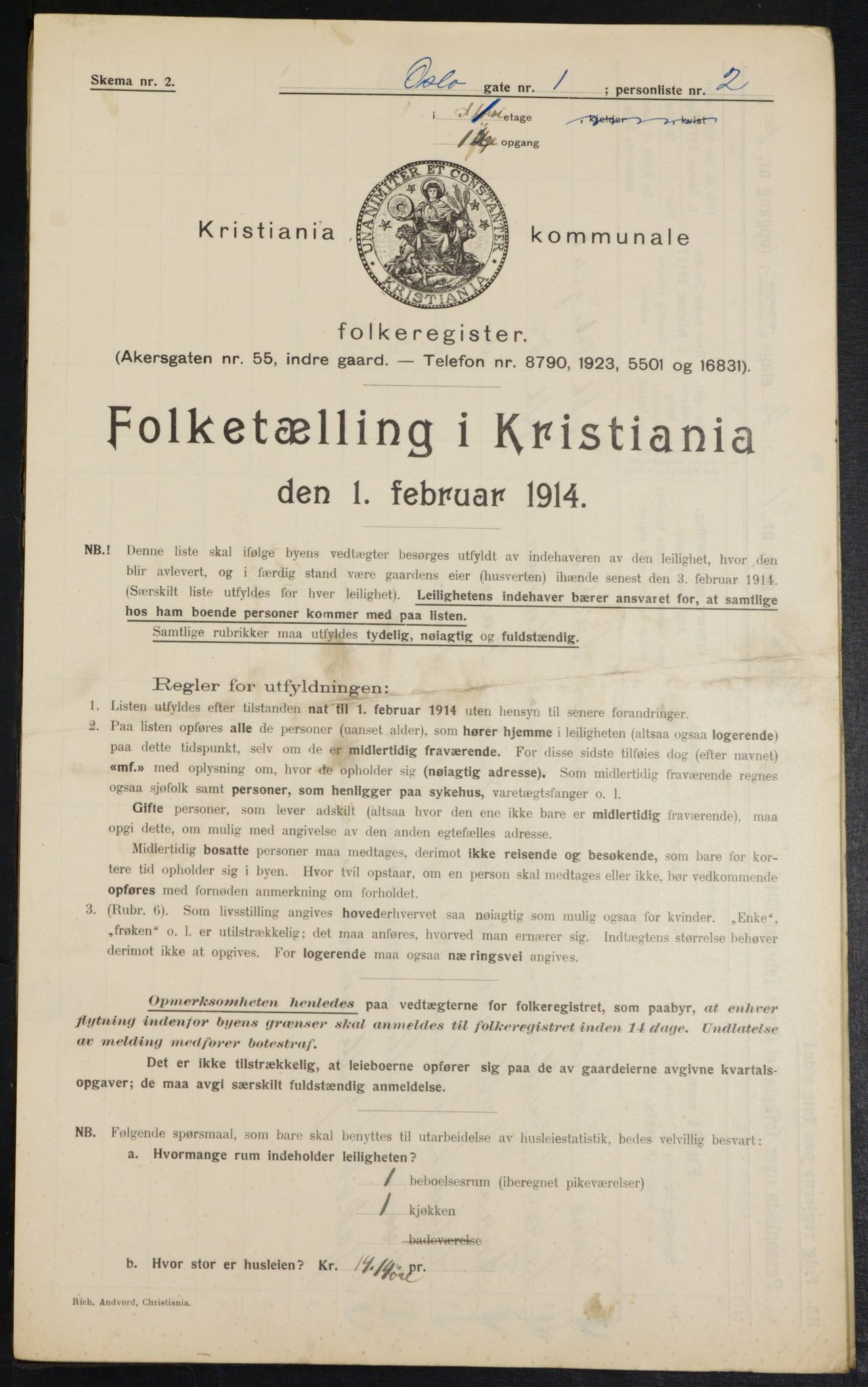 OBA, Municipal Census 1914 for Kristiania, 1914, p. 77017