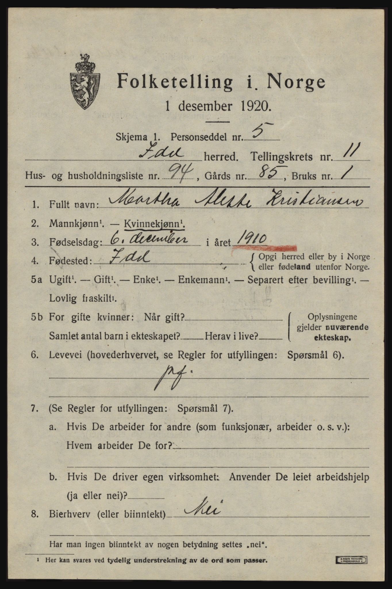 SAO, 1920 census for Idd, 1920, p. 11931