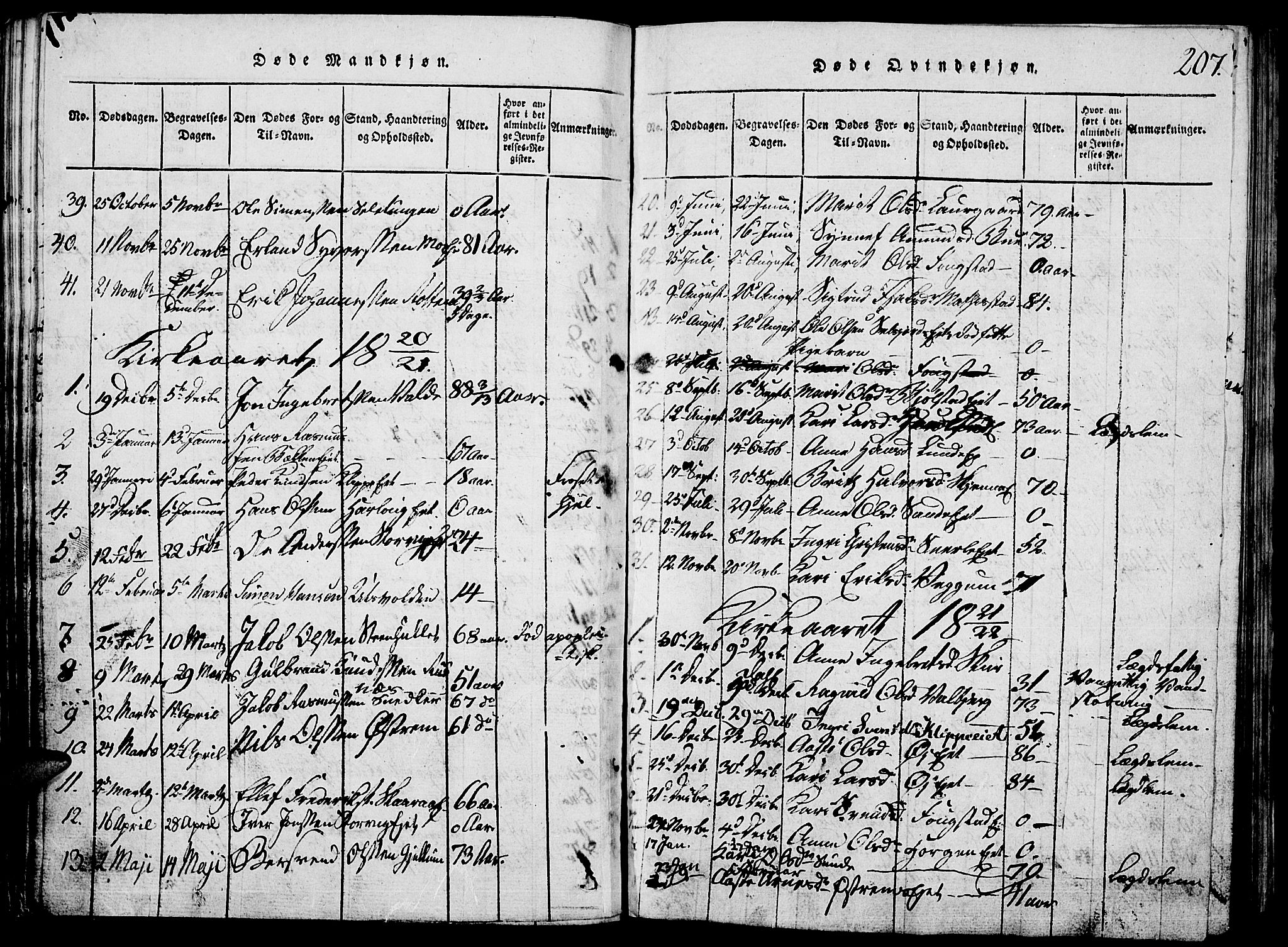 Vågå prestekontor, SAH/PREST-076/H/Ha/Hab/L0001: Parish register (copy) no. 1, 1815-1827, p. 206-207