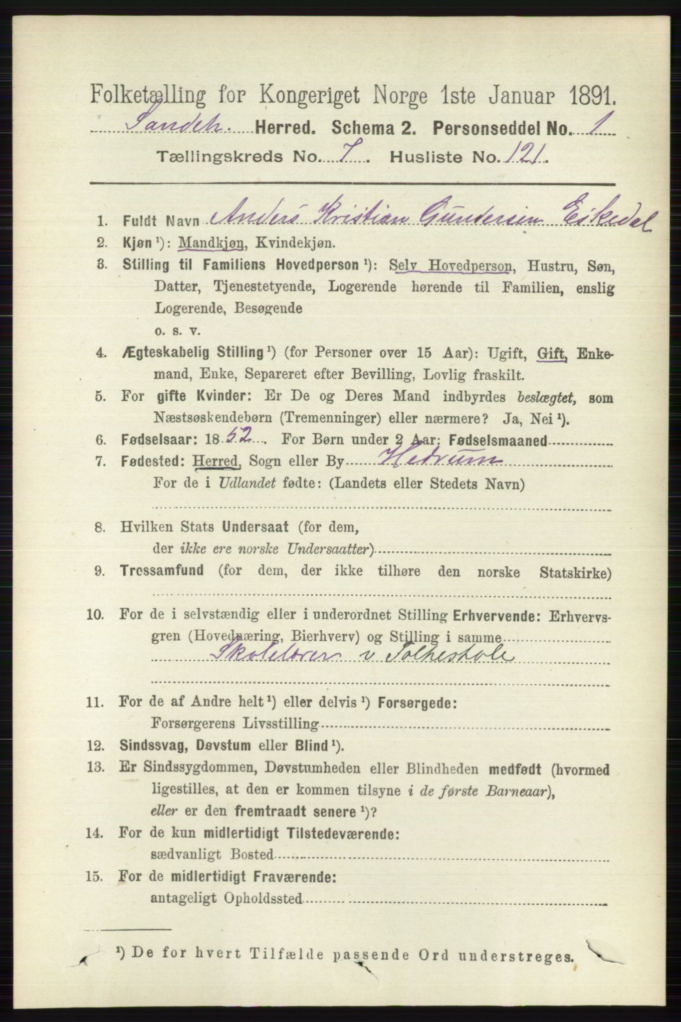 RA, 1891 census for 0724 Sandeherred, 1891, p. 4705
