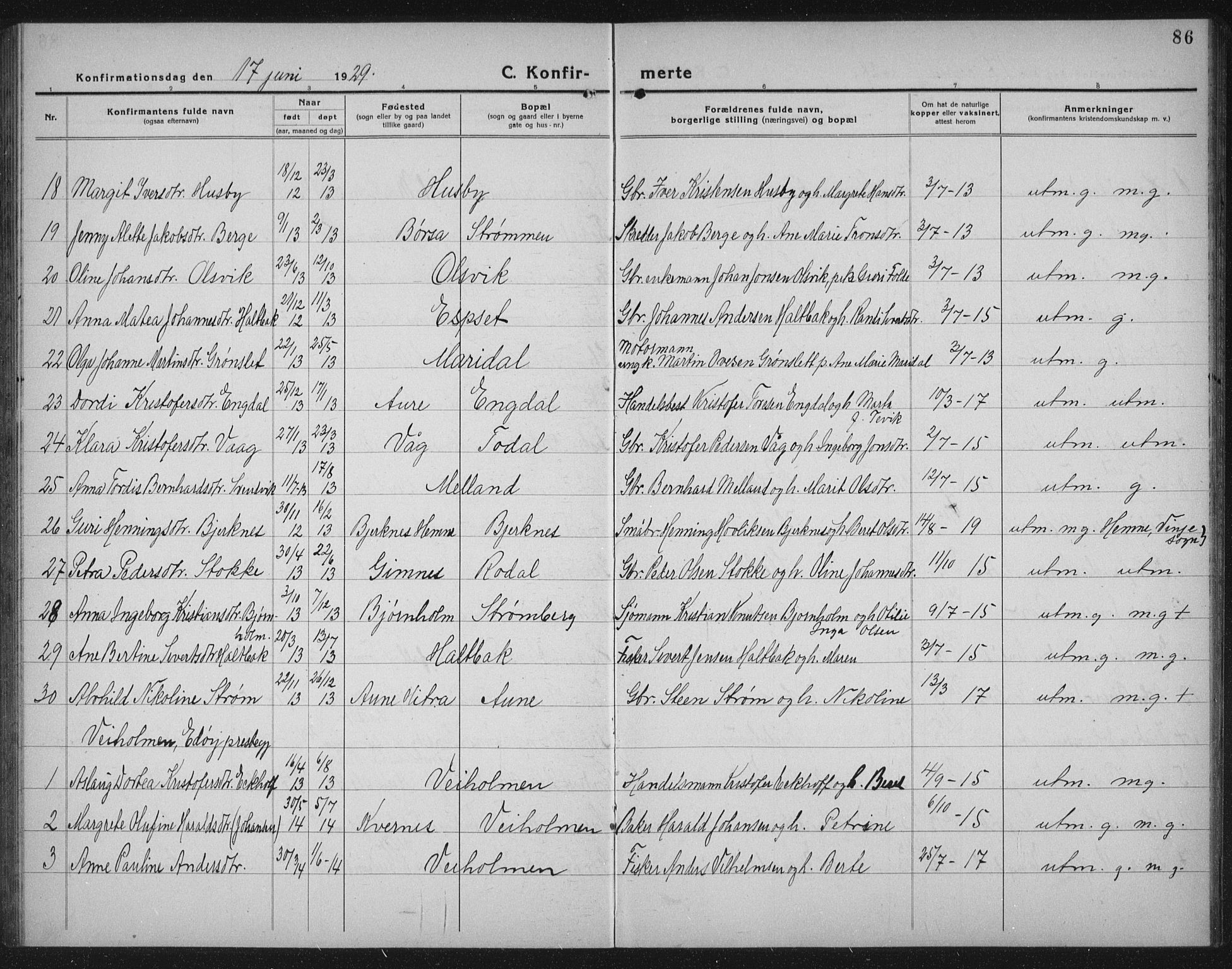 Ministerialprotokoller, klokkerbøker og fødselsregistre - Møre og Romsdal, AV/SAT-A-1454/578/L0911: Parish register (copy) no. 578C04, 1921-1940, p. 86