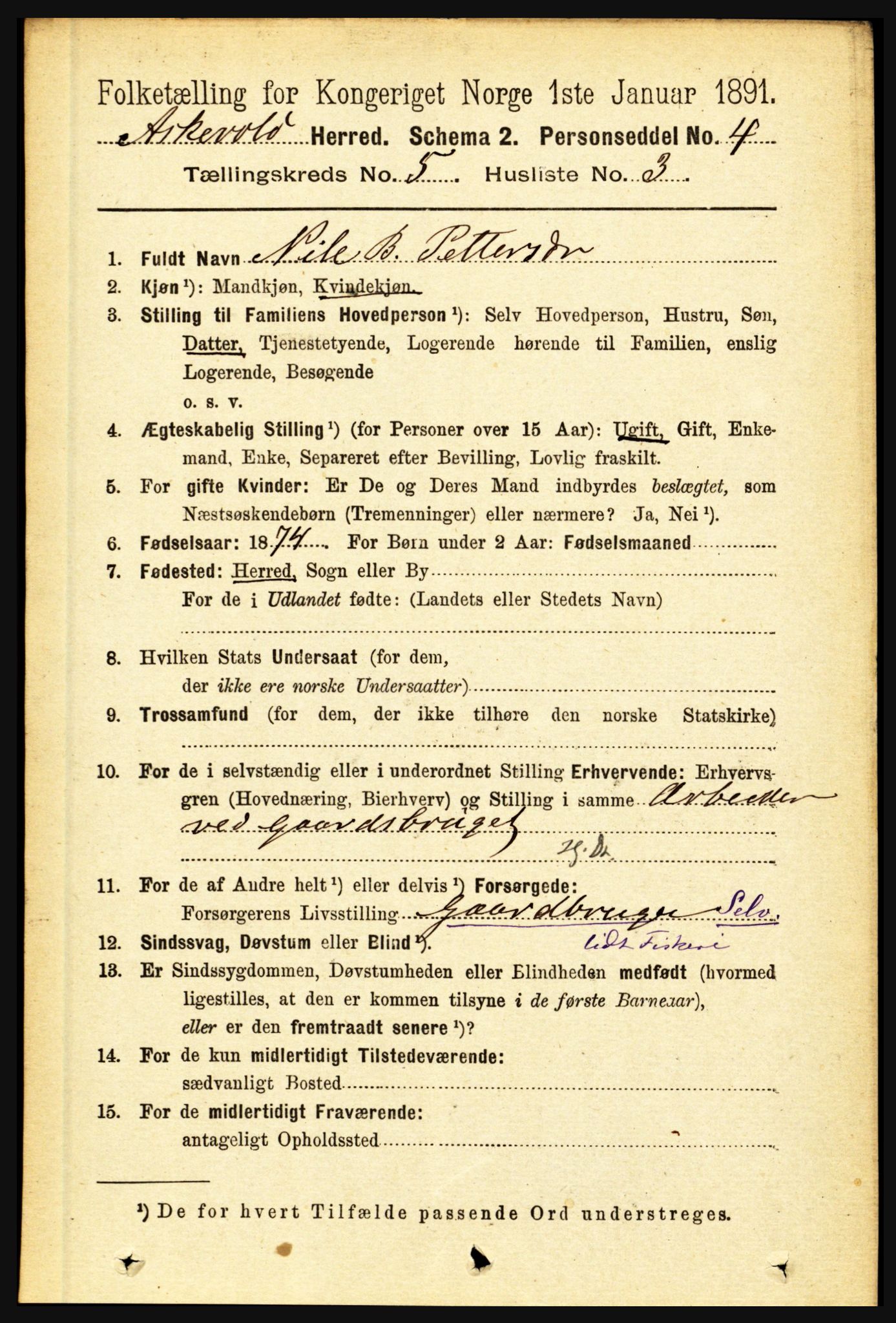 RA, 1891 census for 1428 Askvoll, 1891, p. 1529