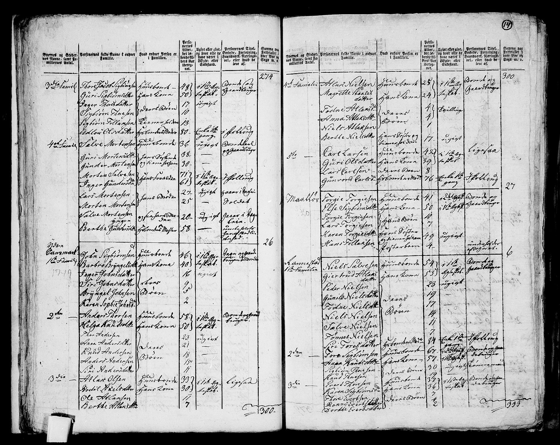 RA, 1801 census for 1045P Bakke, 1801, p. 13b-14a