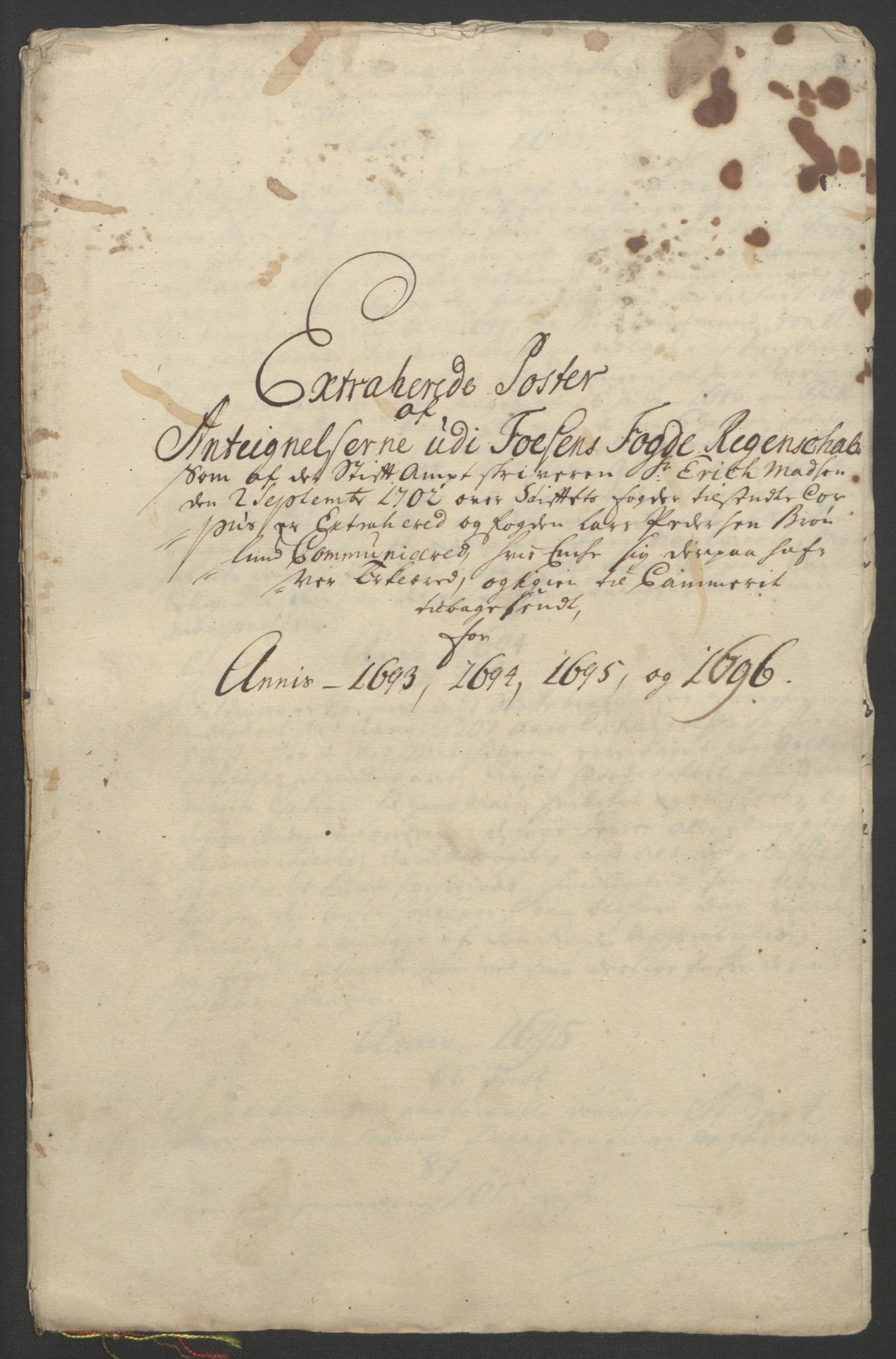 Rentekammeret inntil 1814, Reviderte regnskaper, Fogderegnskap, RA/EA-4092/R57/L3851: Fogderegnskap Fosen, 1695-1696, p. 327