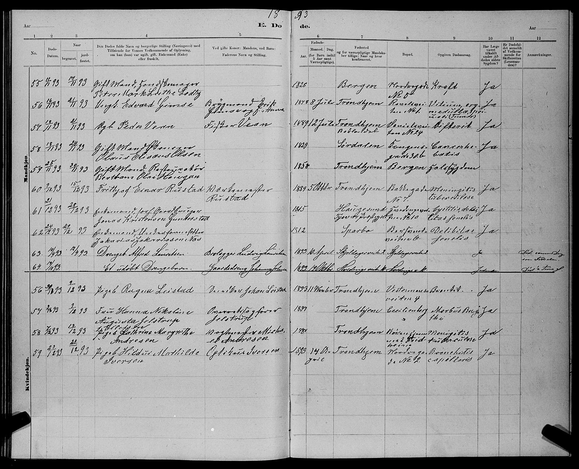 Ministerialprotokoller, klokkerbøker og fødselsregistre - Sør-Trøndelag, SAT/A-1456/601/L0093: Parish register (copy) no. 601C11, 1882-1898