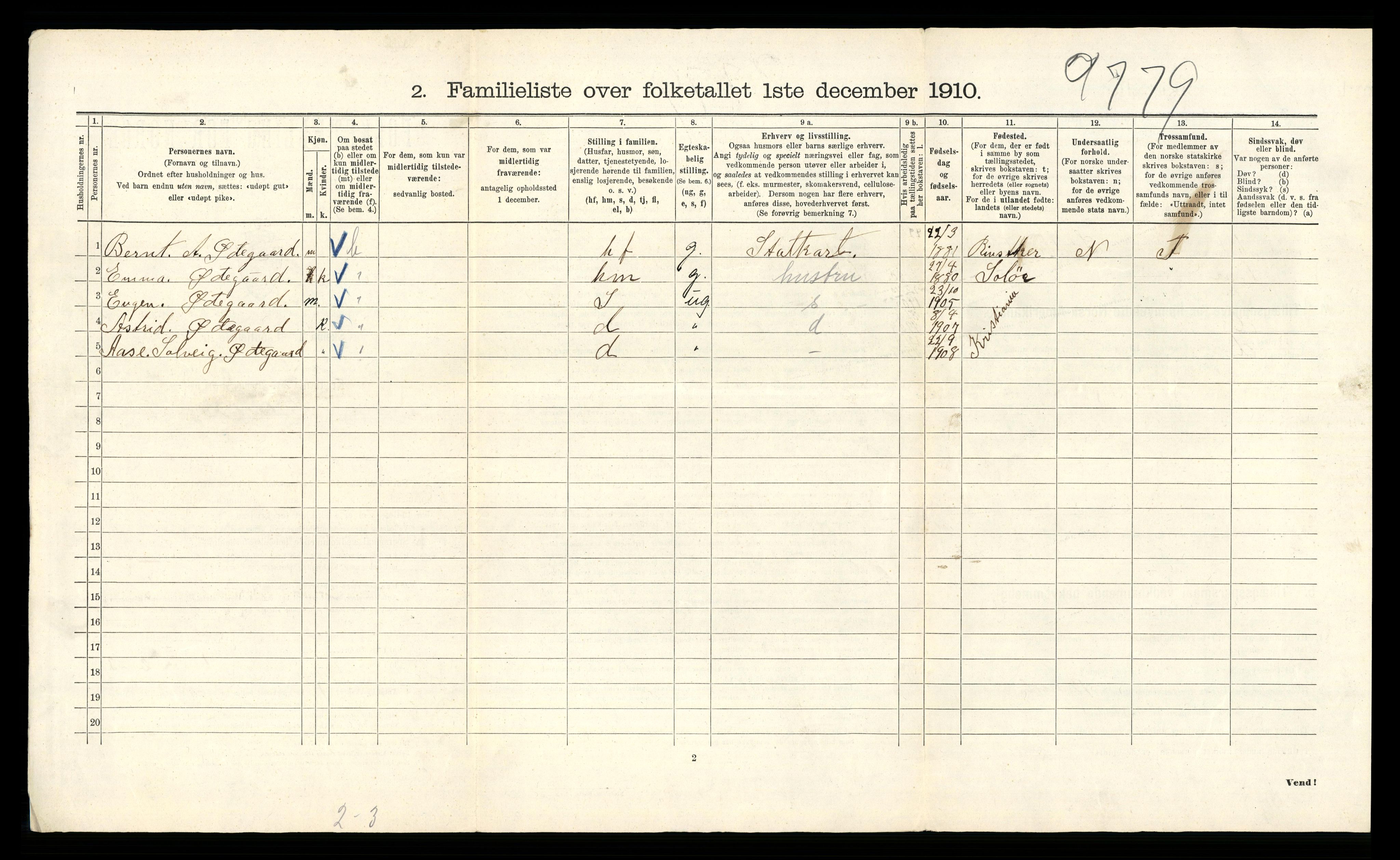 RA, 1910 census for Kristiania, 1910, p. 81584