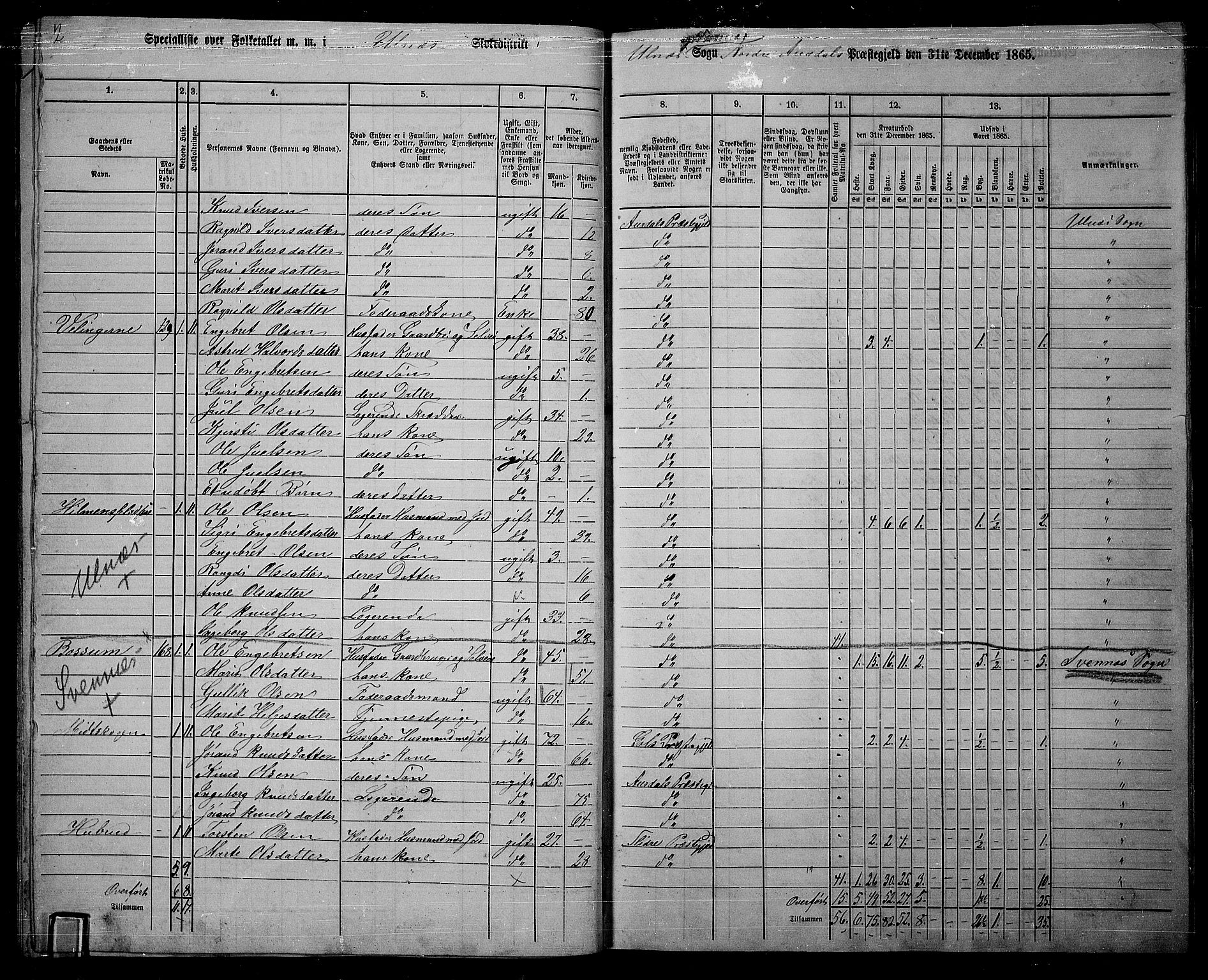 RA, 1865 census for Nord-Aurdal, 1865, p. 124