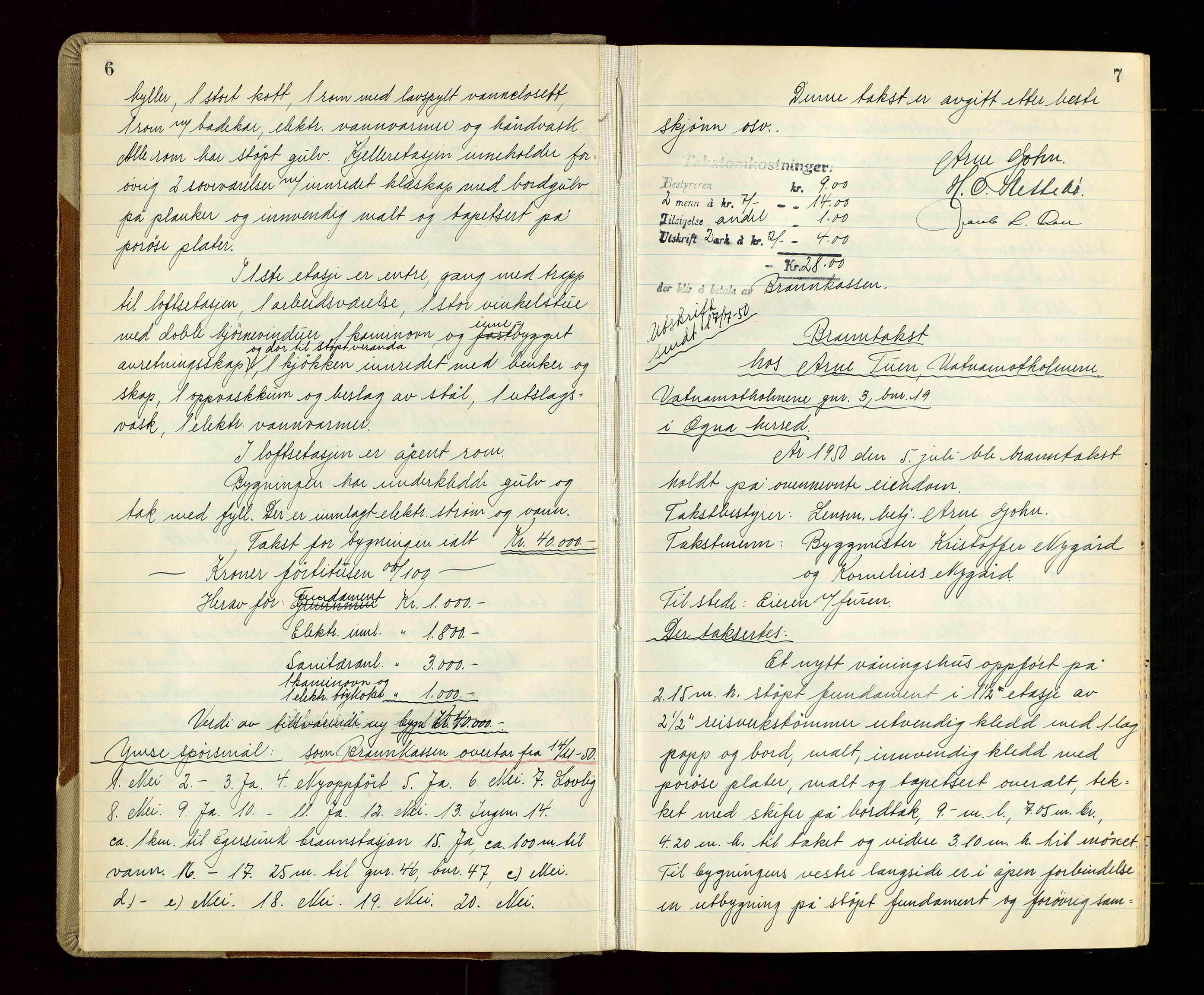 Eigersund lensmannskontor, AV/SAST-A-100171/Goa/L0010: "Branntakstprotokoll", 1950-1952, p. 6-7