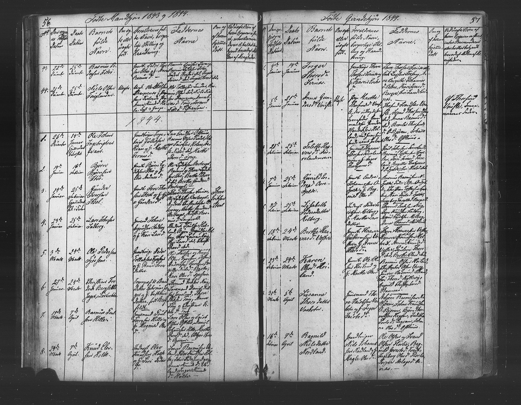 Strand sokneprestkontor, SAST/A-101828/H/Ha/Haa/L0006: Parish register (official) no. A 6, 1834-1854, p. 56-57
