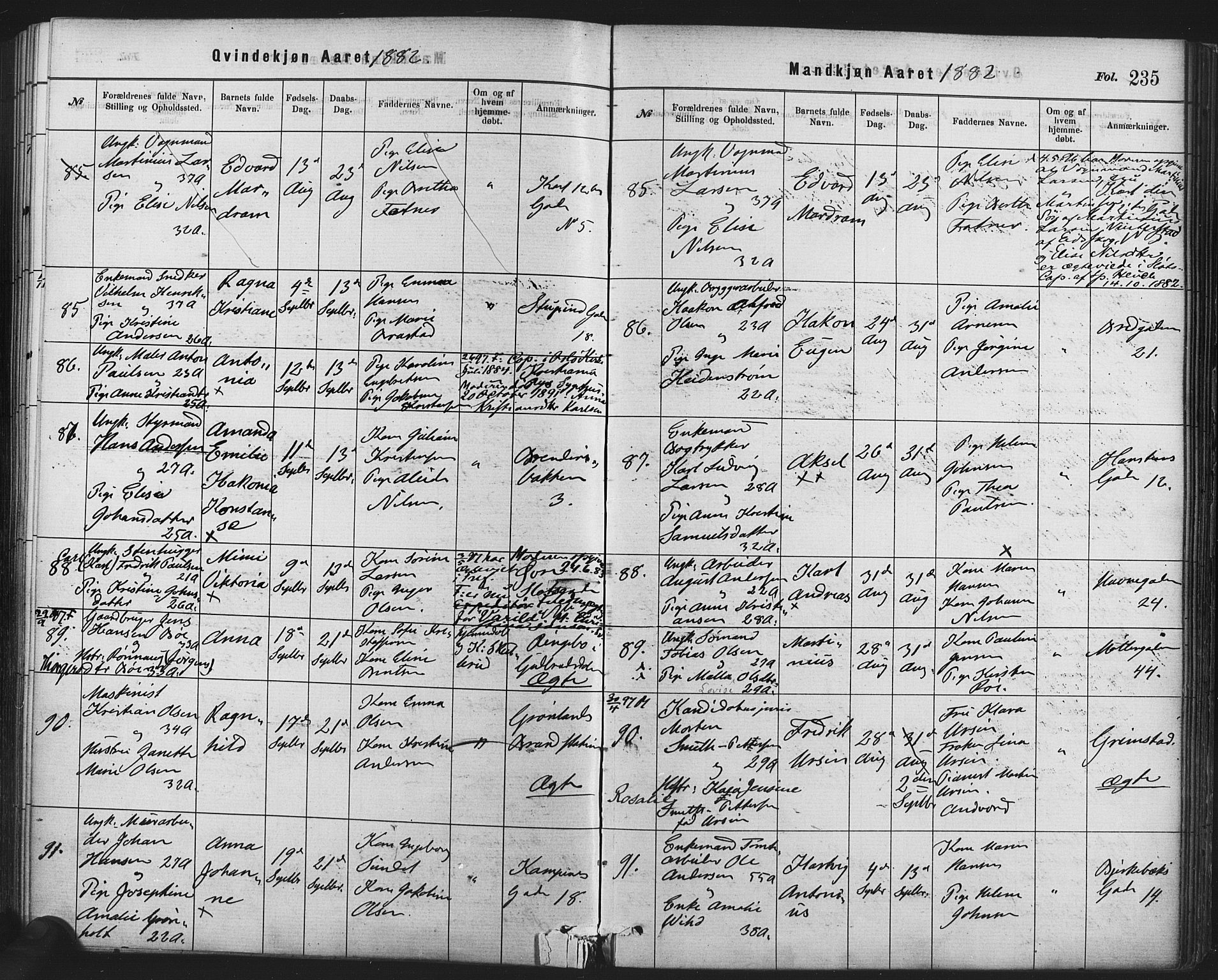 Rikshospitalet prestekontor Kirkebøker, AV/SAO-A-10309b/F/L0006: Parish register (official) no. 6, 1871-1885, p. 235