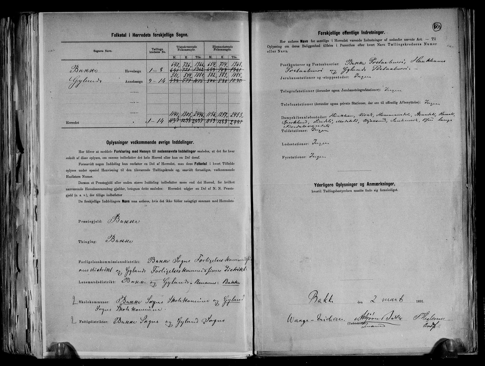 RA, 1891 census for 1045 Bakke, 1891, p. 3