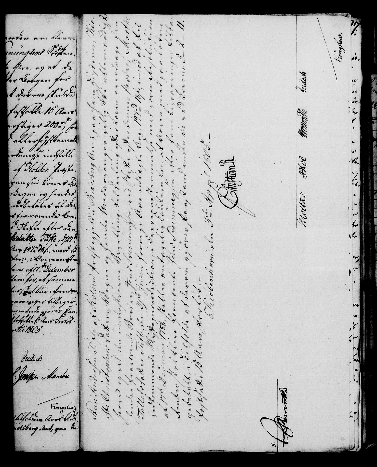 Rentekammeret, Kammerkanselliet, RA/EA-3111/G/Gf/Gfa/L0087: Norsk relasjons- og resolusjonsprotokoll (merket RK 52.87), 1805, p. 164