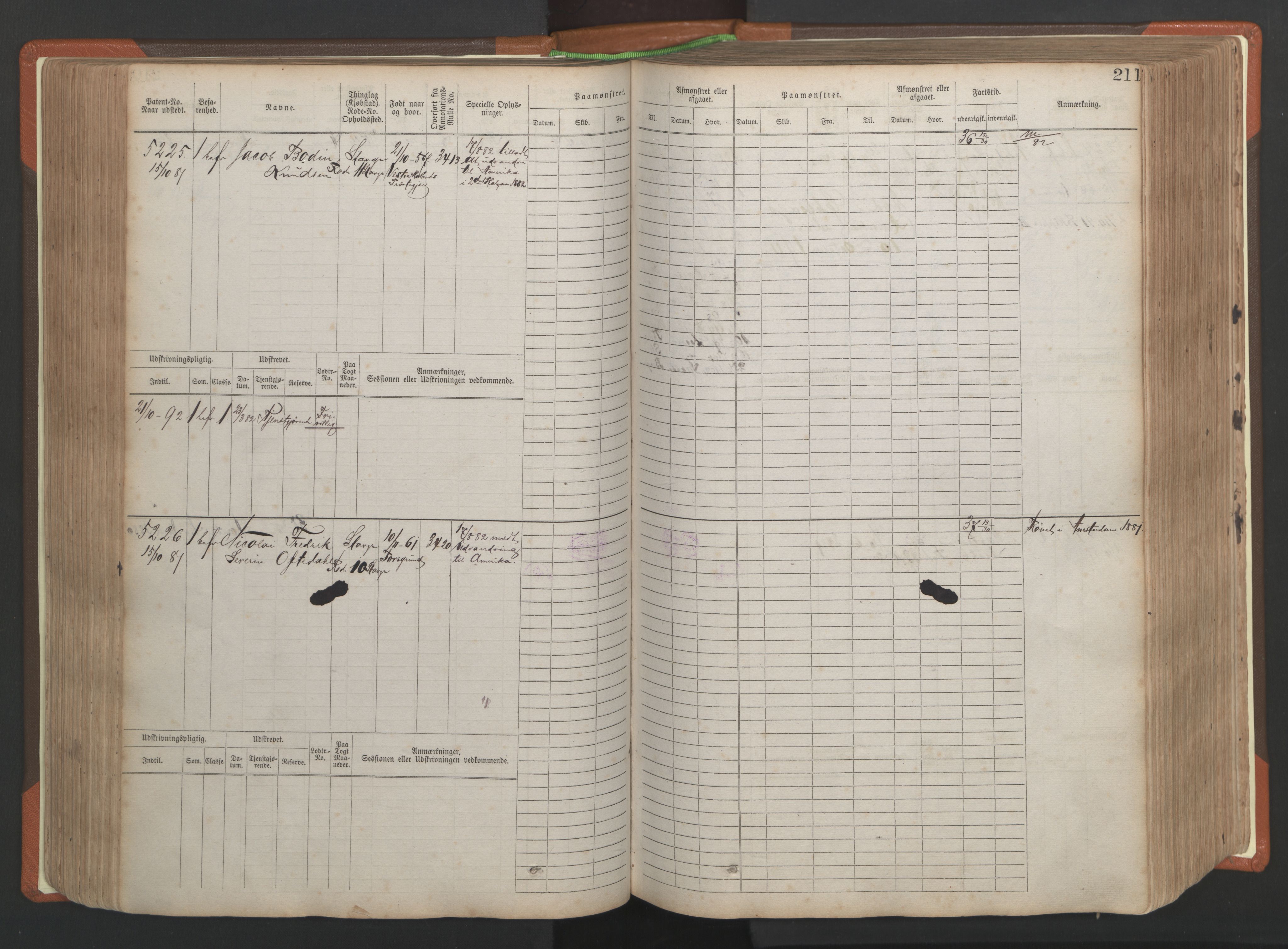 Stavanger sjømannskontor, AV/SAST-A-102006/F/Fb/Fbb/L0009: Sjøfartshovedrulle, patentnr. 4805-6006, 1879-1887, p. 217