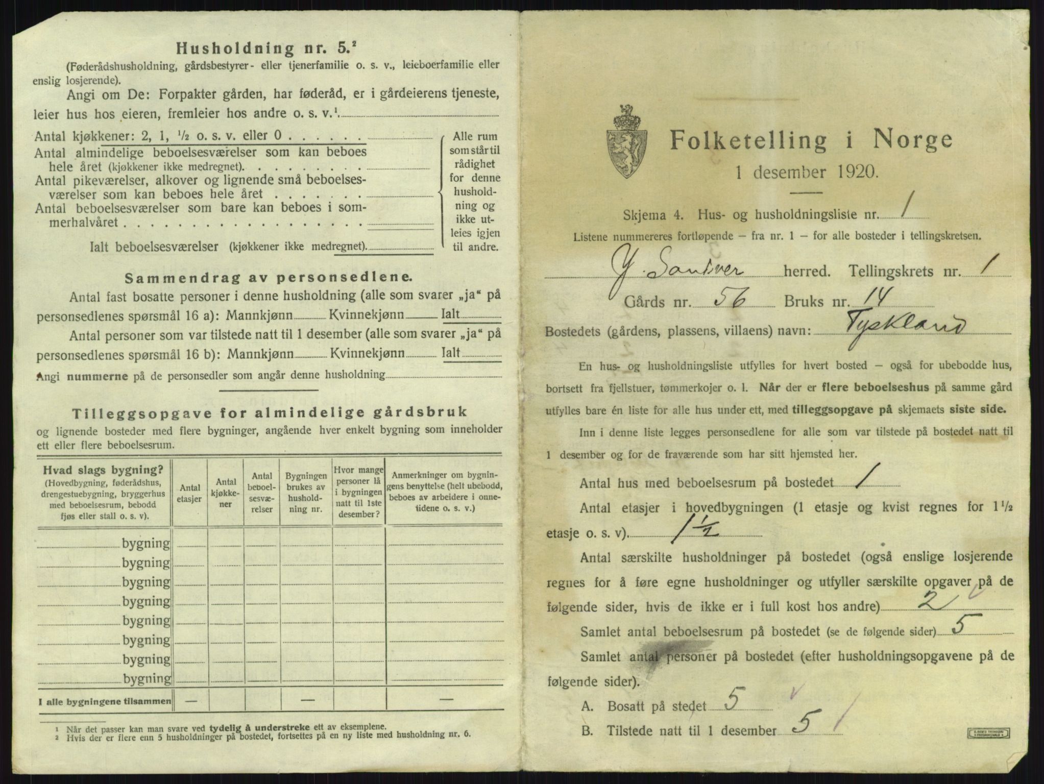 SAKO, 1920 census for Ytre Sandsvær, 1920, p. 36