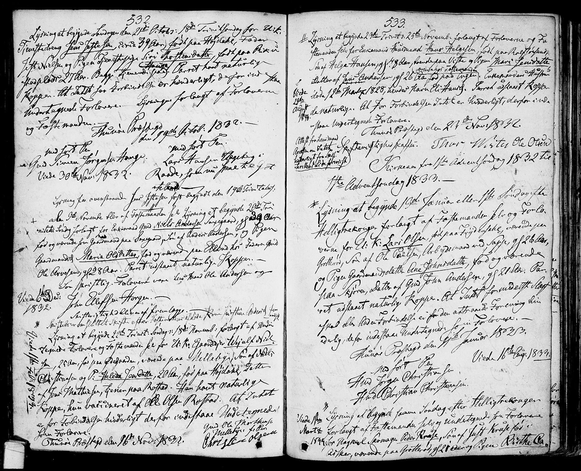 Tune prestekontor Kirkebøker, AV/SAO-A-2007/F/Fa/L0007: Parish register (official) no. 7, 1831-1837, p. 532-533