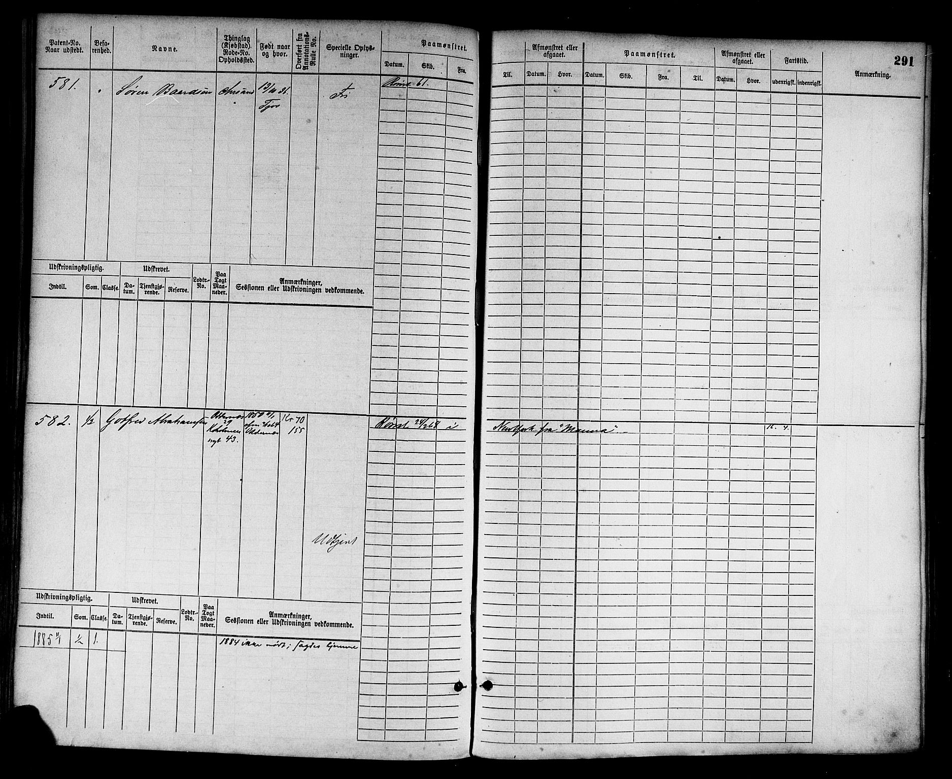 Kristiansand mønstringskrets, AV/SAK-2031-0015/F/Fb/L0003: Hovedrulle nr 1-762, I-10, 1860-1911, p. 307