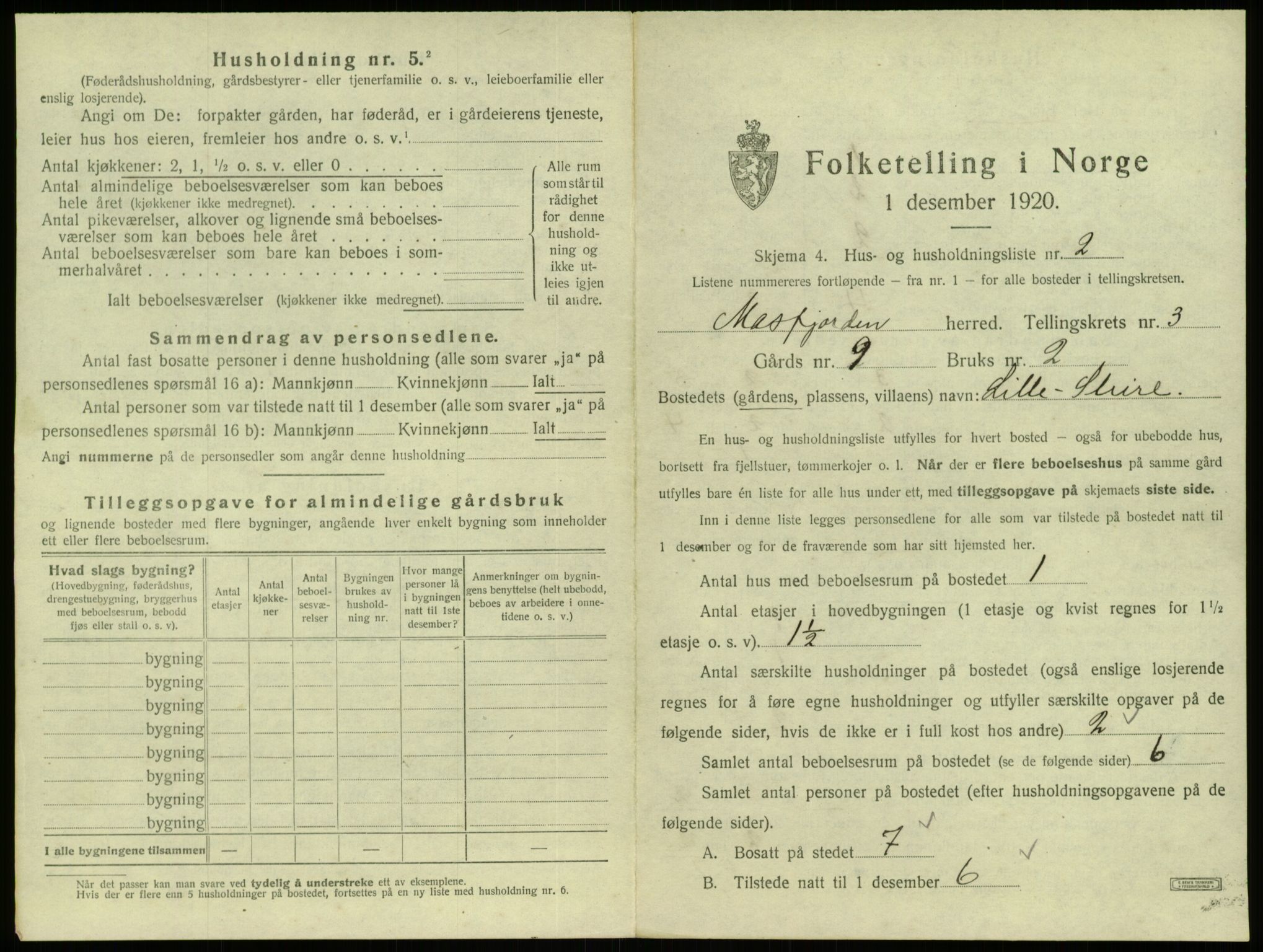 SAB, 1920 census for Masfjorden, 1920, p. 158