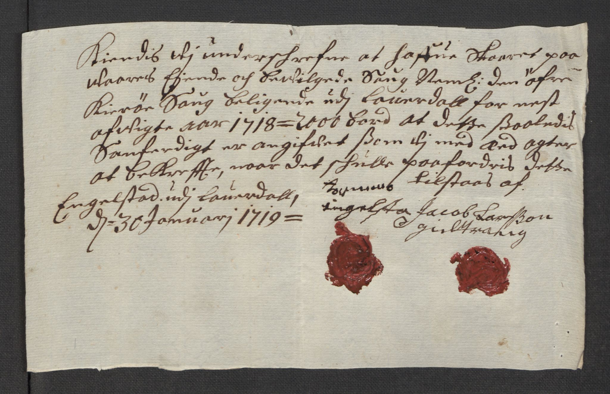 Rentekammeret inntil 1814, Reviderte regnskaper, Fogderegnskap, AV/RA-EA-4092/R32/L1882: Fogderegnskap Jarlsberg grevskap, 1718, p. 174