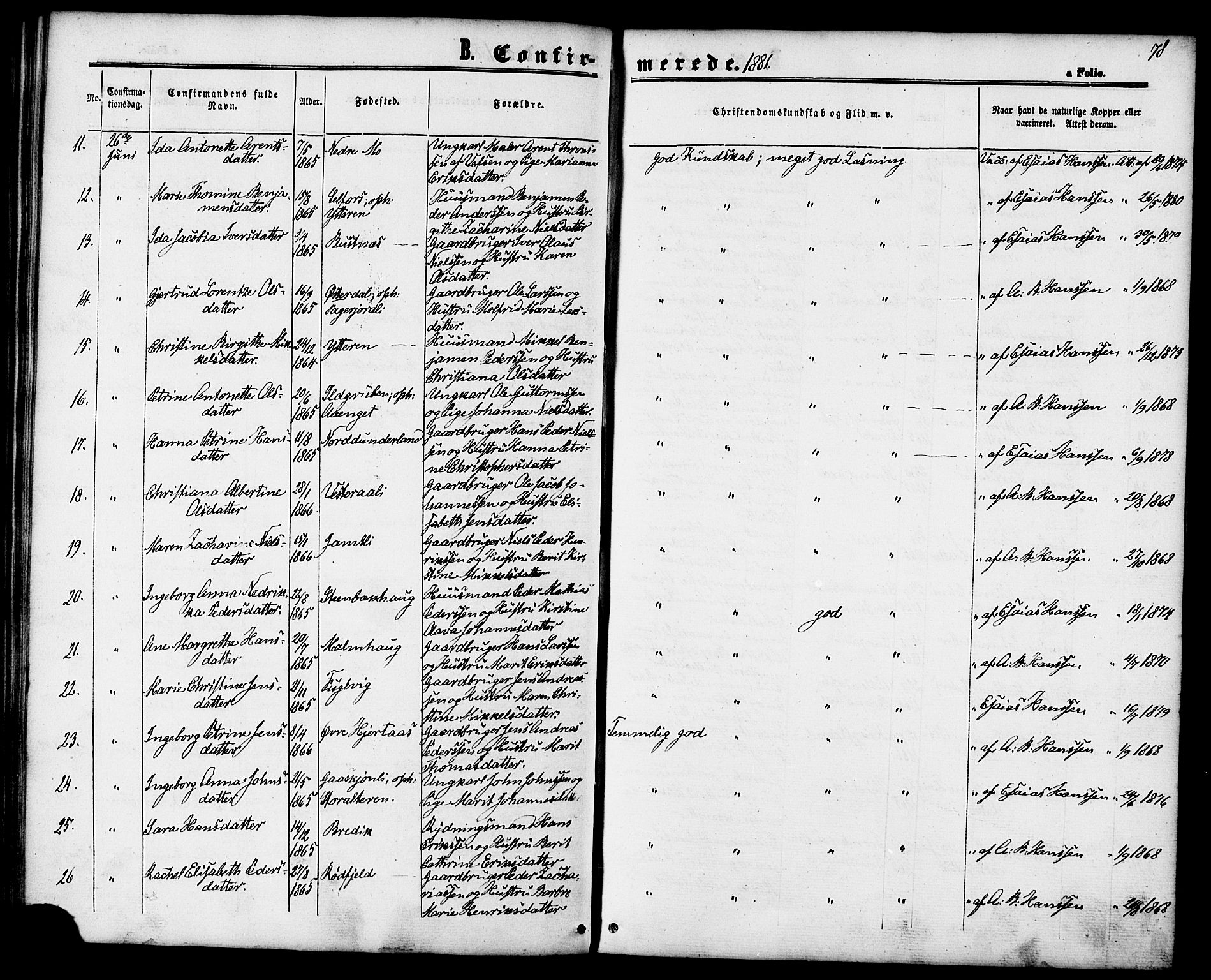 Ministerialprotokoller, klokkerbøker og fødselsregistre - Nordland, AV/SAT-A-1459/827/L0394: Parish register (official) no. 827A06, 1865-1886, p. 78