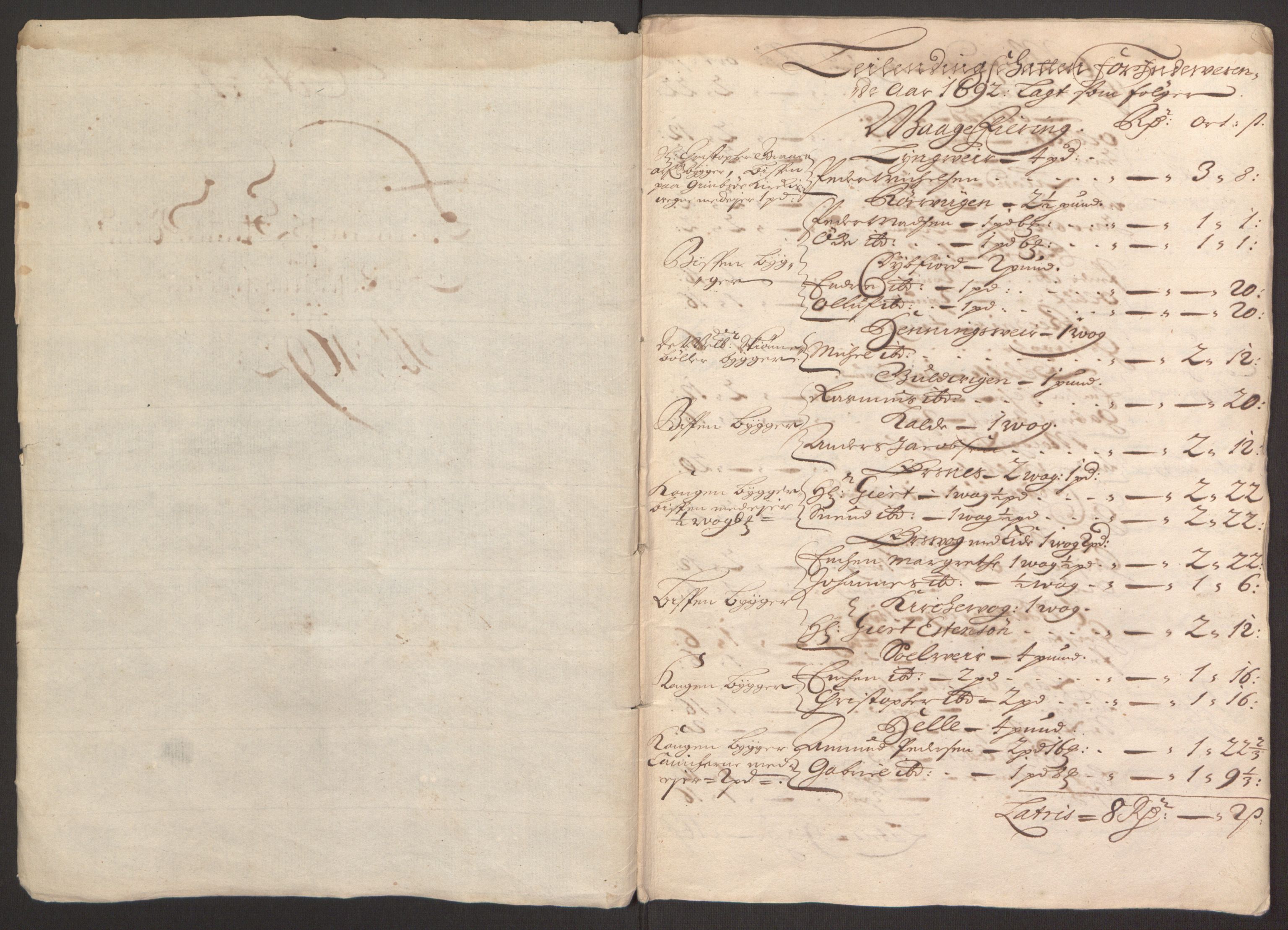 Rentekammeret inntil 1814, Reviderte regnskaper, Fogderegnskap, RA/EA-4092/R67/L4675: Fogderegnskap Vesterålen, Andenes og Lofoten, 1691-1693, p. 117