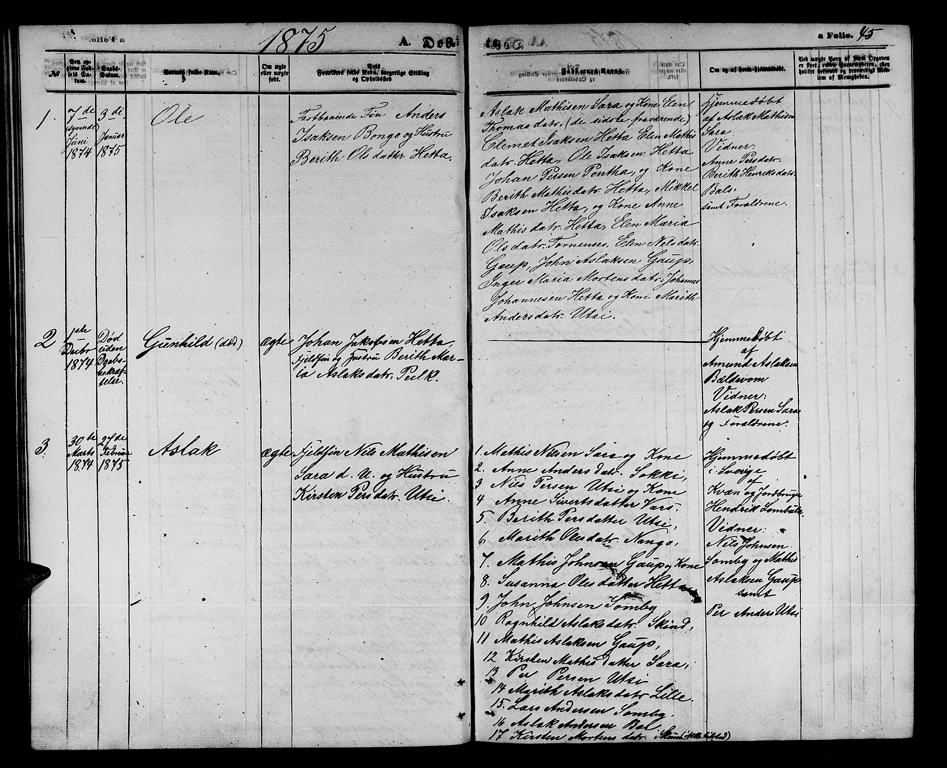 Kautokeino sokneprestembete, SATØ/S-1340/H/Hb/L0001.klokk: Parish register (copy) no. 1, 1862-1878, p. 45