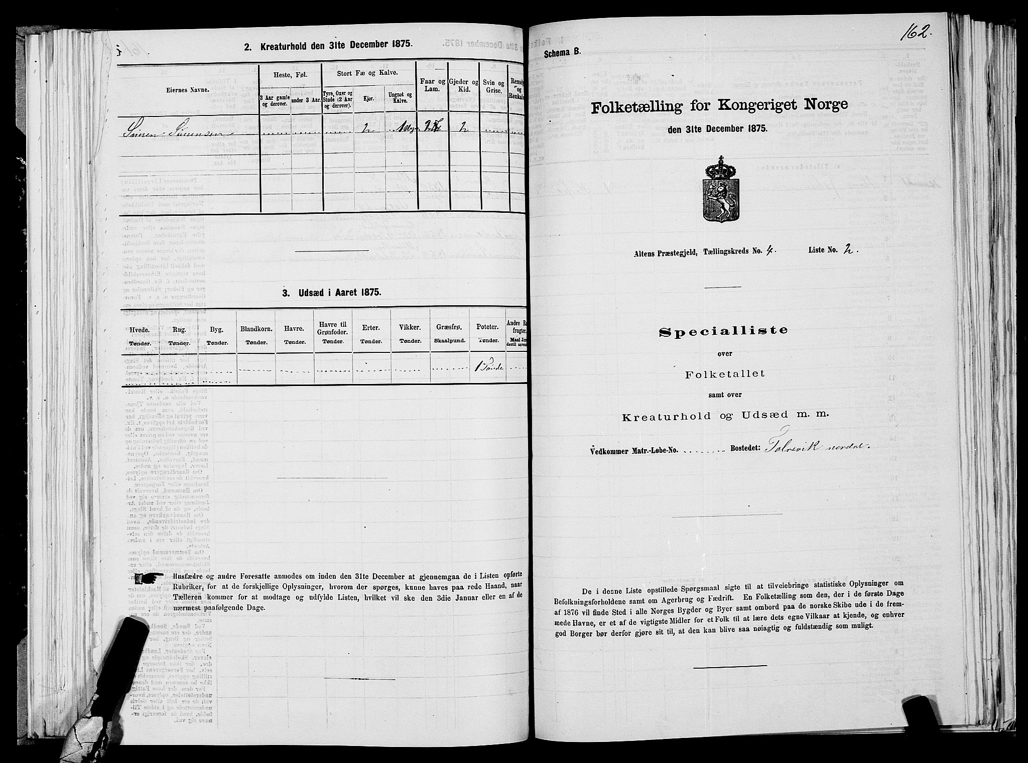 SATØ, 1875 census for 2012P Alta, 1875, p. 2162