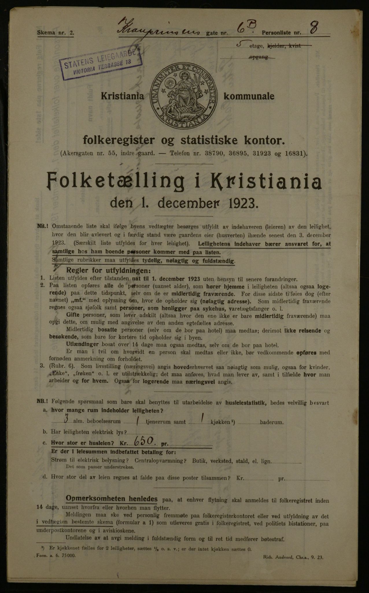 OBA, Municipal Census 1923 for Kristiania, 1923, p. 61191