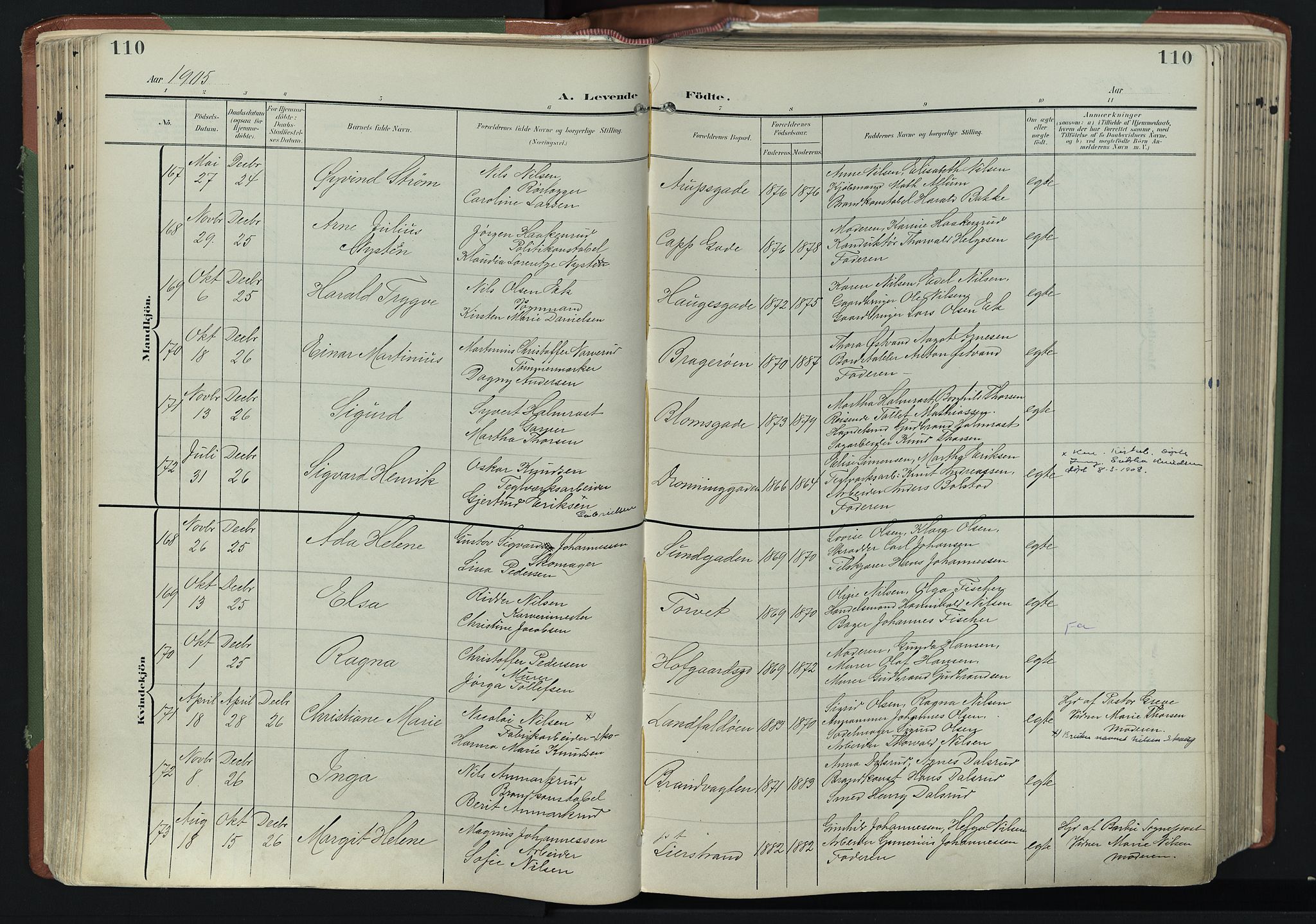 Bragernes kirkebøker, AV/SAKO-A-6/F/Fb/L0009: Parish register (official) no. II 9, 1902-1911, p. 110