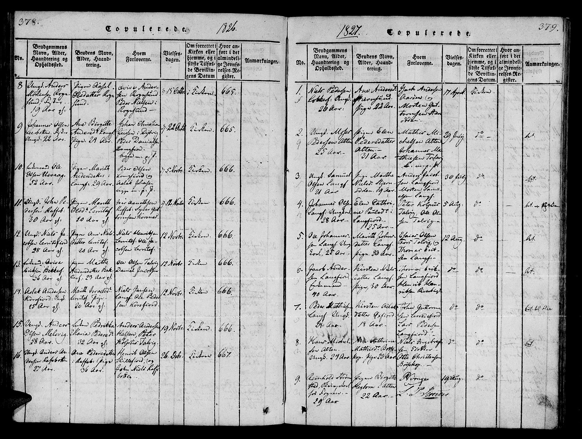 Talvik sokneprestkontor, SATØ/S-1337/H/Ha/L0008kirke: Parish register (official) no. 8, 1821-1837, p. 378-379