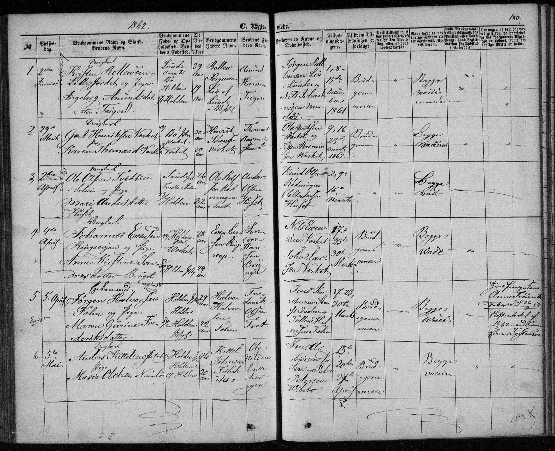 Holla kirkebøker, SAKO/A-272/F/Fa/L0006: Parish register (official) no. 6, 1861-1869, p. 180