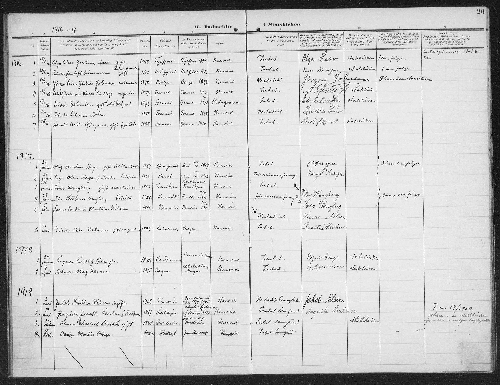 Ministerialprotokoller, klokkerbøker og fødselsregistre - Nordland, SAT/A-1459/871/L0986: Parish register (official) no. 871A02, 1902-1925, p. 26