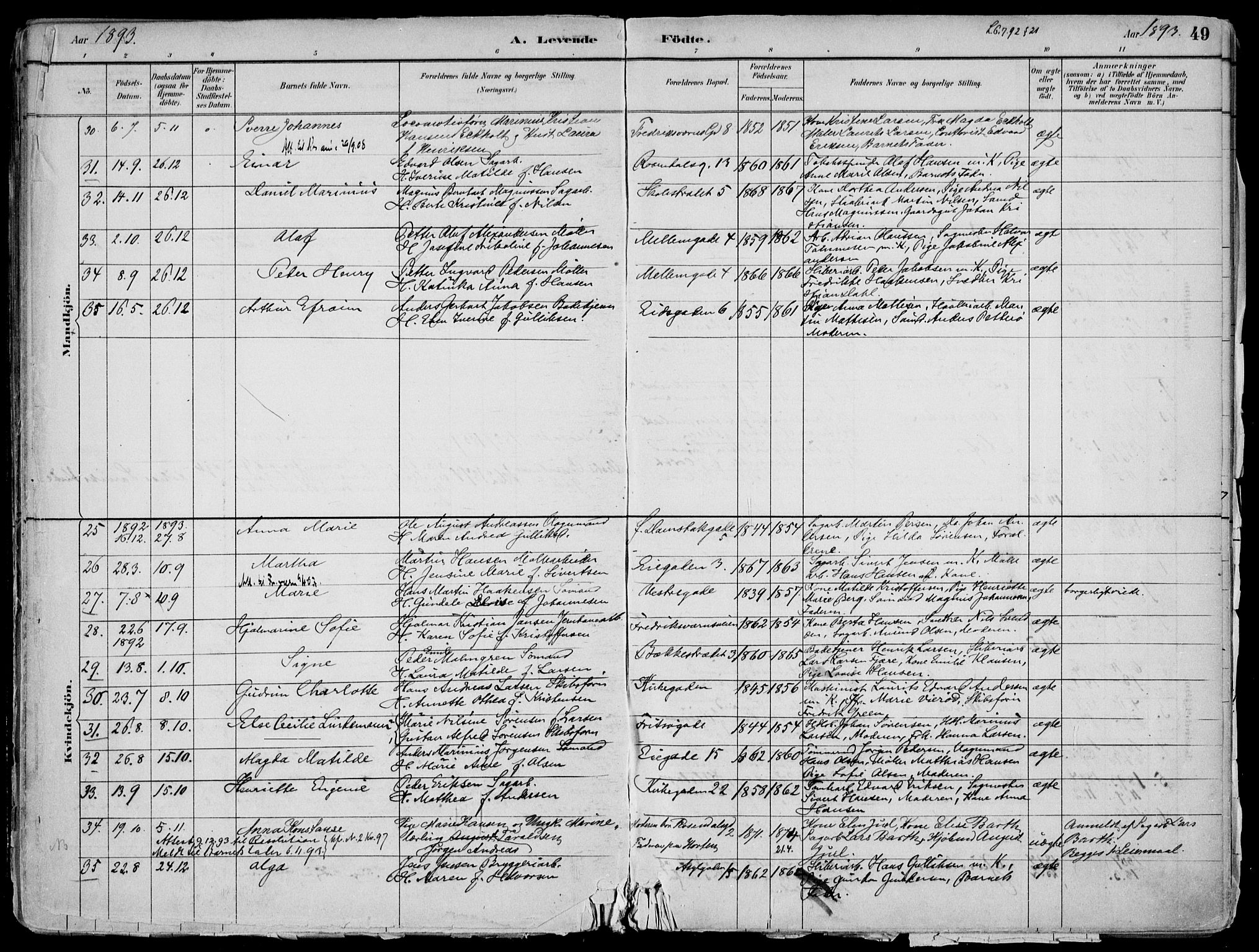 Larvik kirkebøker, AV/SAKO-A-352/F/Fb/L0004: Parish register (official) no. II 4, 1884-1902, p. 49