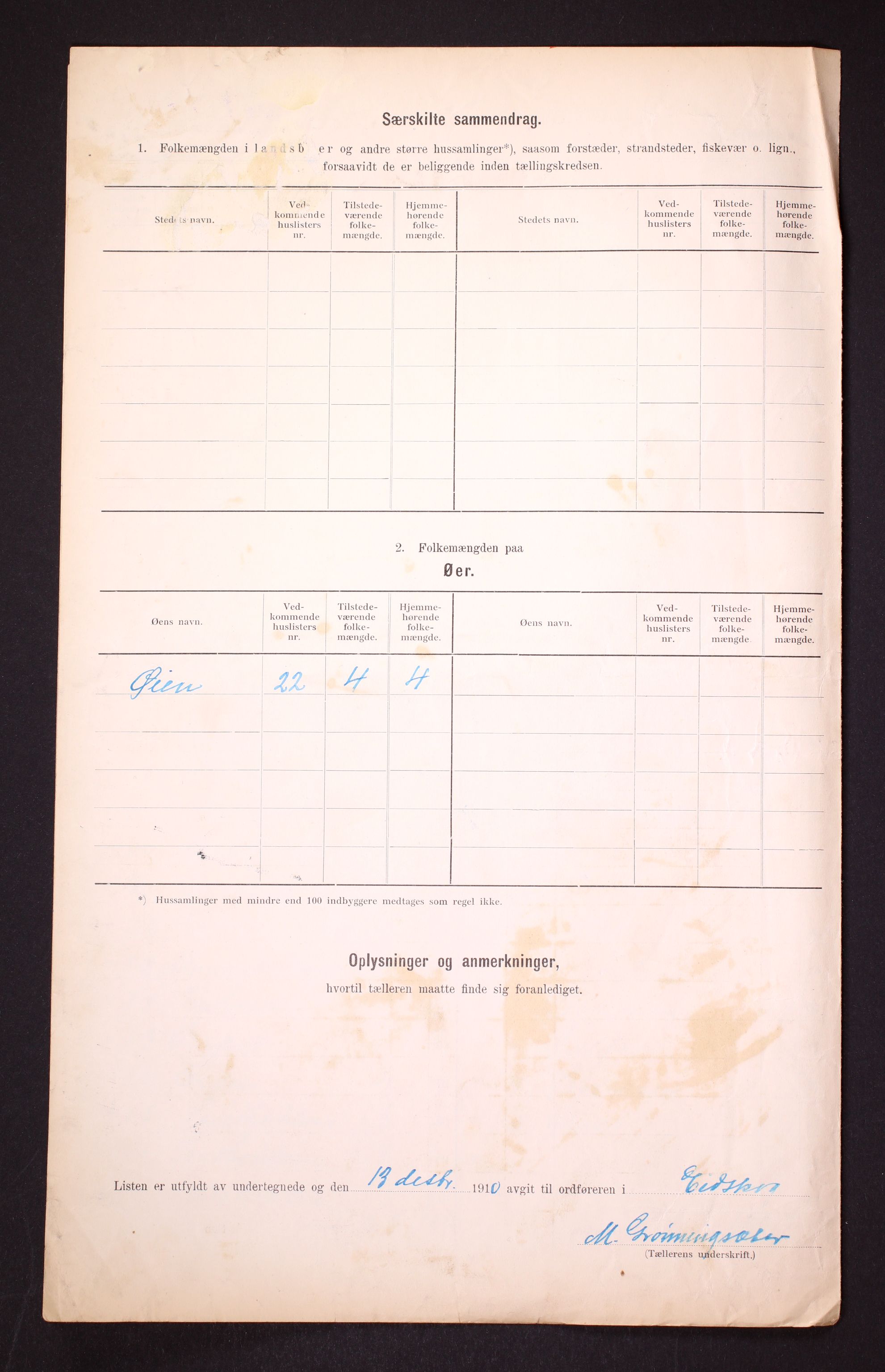 RA, 1910 census for Eidskog, 1910, p. 7