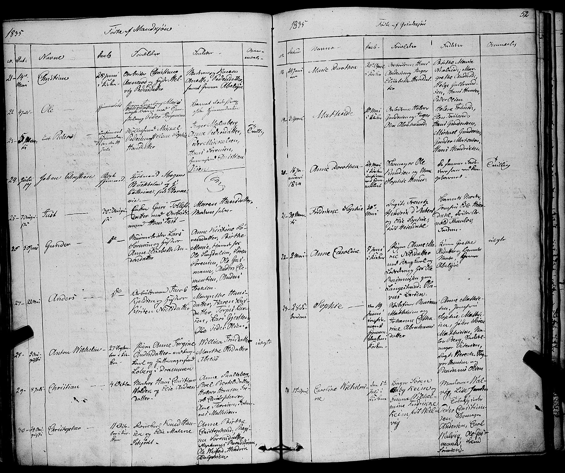Larvik kirkebøker, SAKO/A-352/F/Fa/L0002: Parish register (official) no. I 2, 1825-1847, p. 52