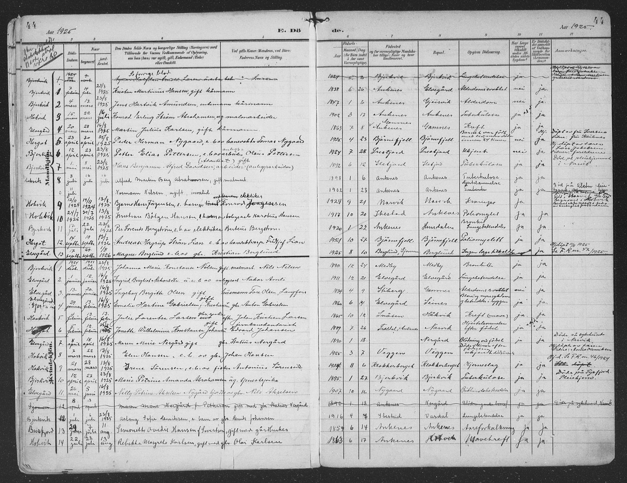 Ministerialprotokoller, klokkerbøker og fødselsregistre - Nordland, SAT/A-1459/866/L0940: Parish register (official) no. 866A03, 1902-1926, p. 44