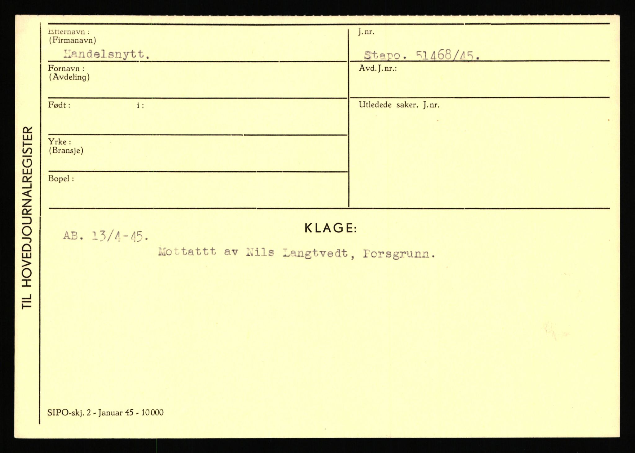 Statspolitiet - Hovedkontoret / Osloavdelingen, AV/RA-S-1329/C/Ca/L0006: Hanche - Hokstvedt, 1943-1945, p. 24