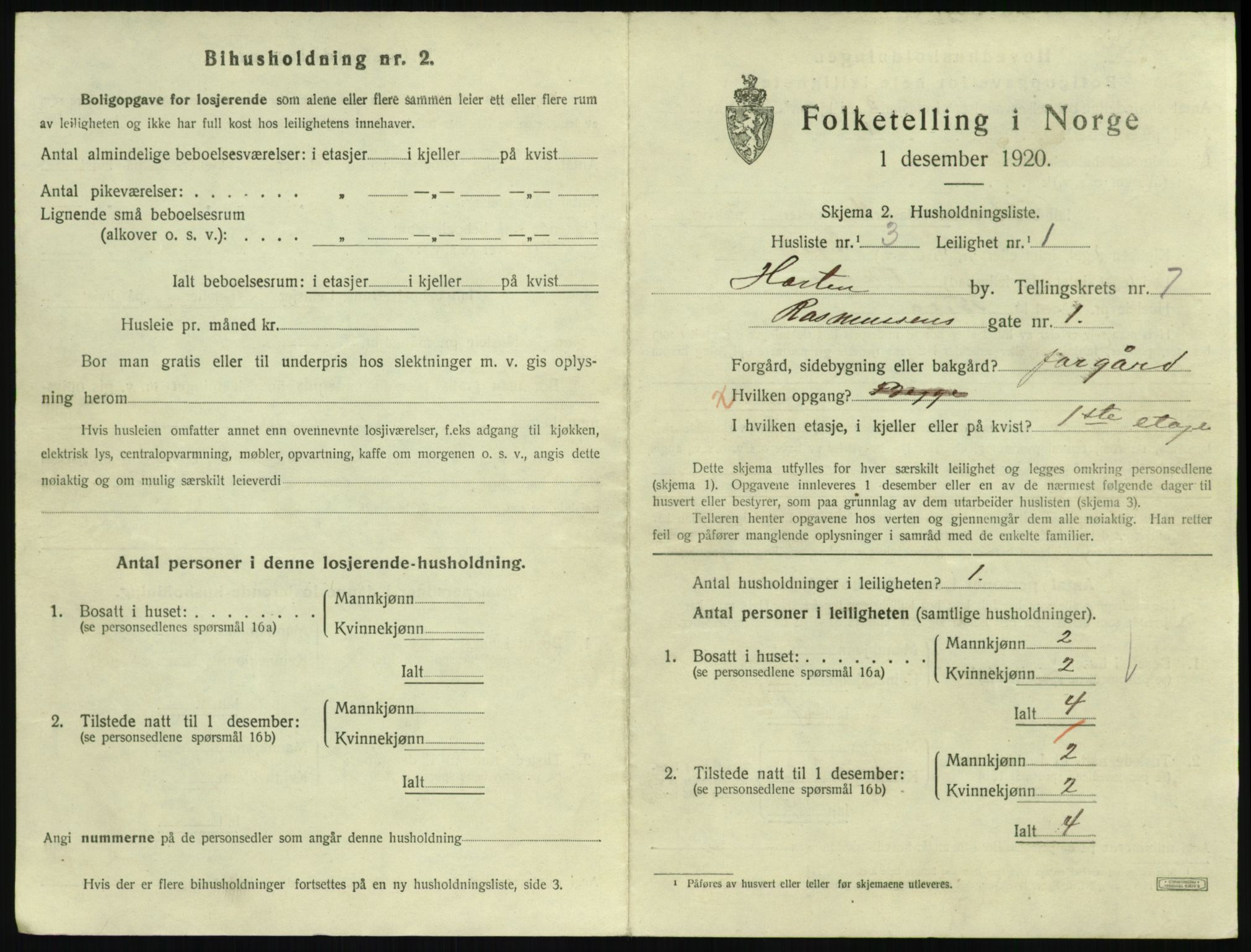 SAKO, 1920 census for Horten, 1920, p. 7191