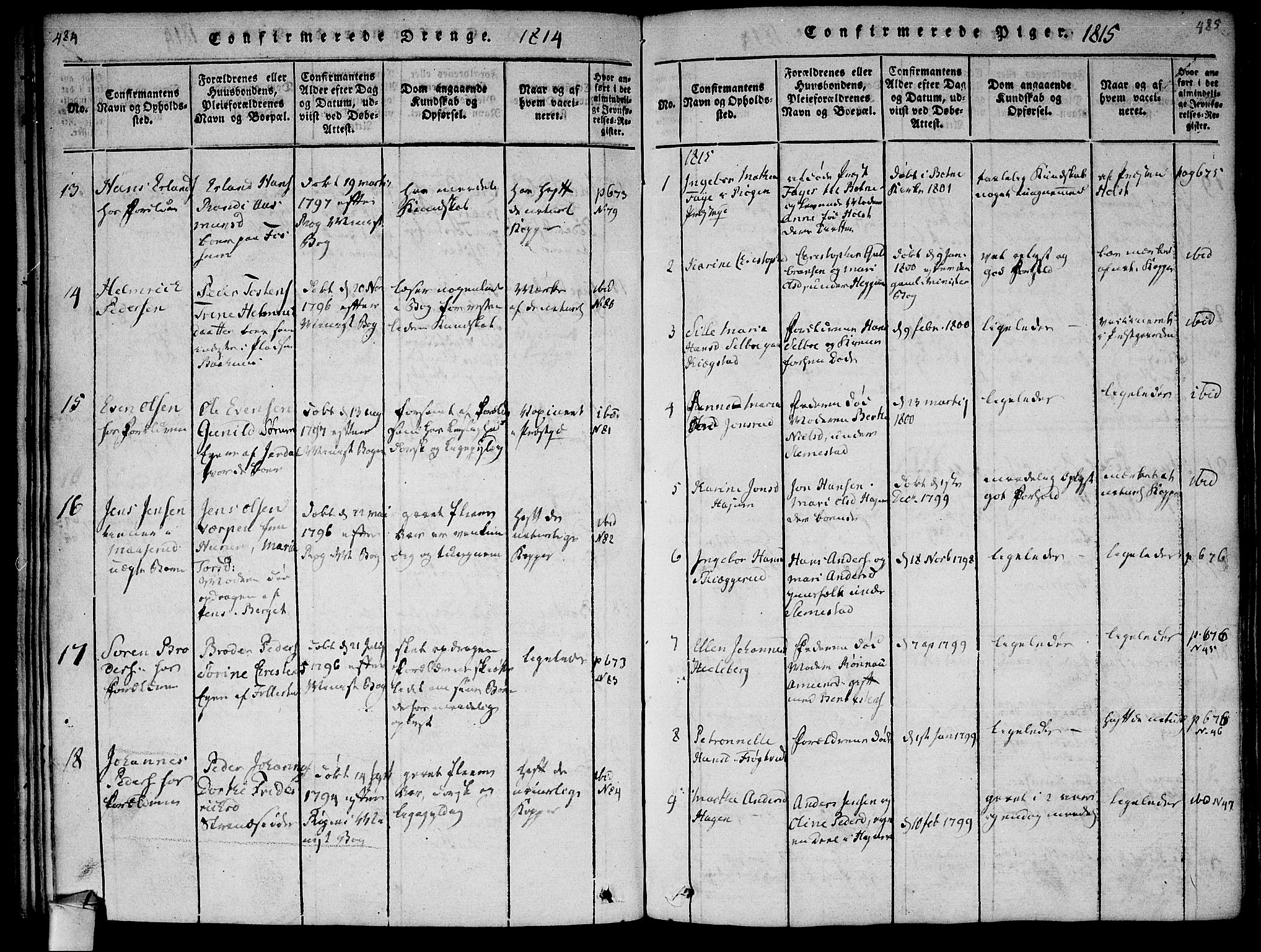 Røyken kirkebøker, AV/SAKO-A-241/F/Fa/L0004: Parish register (official) no. 4, 1814-1832, p. 484-485