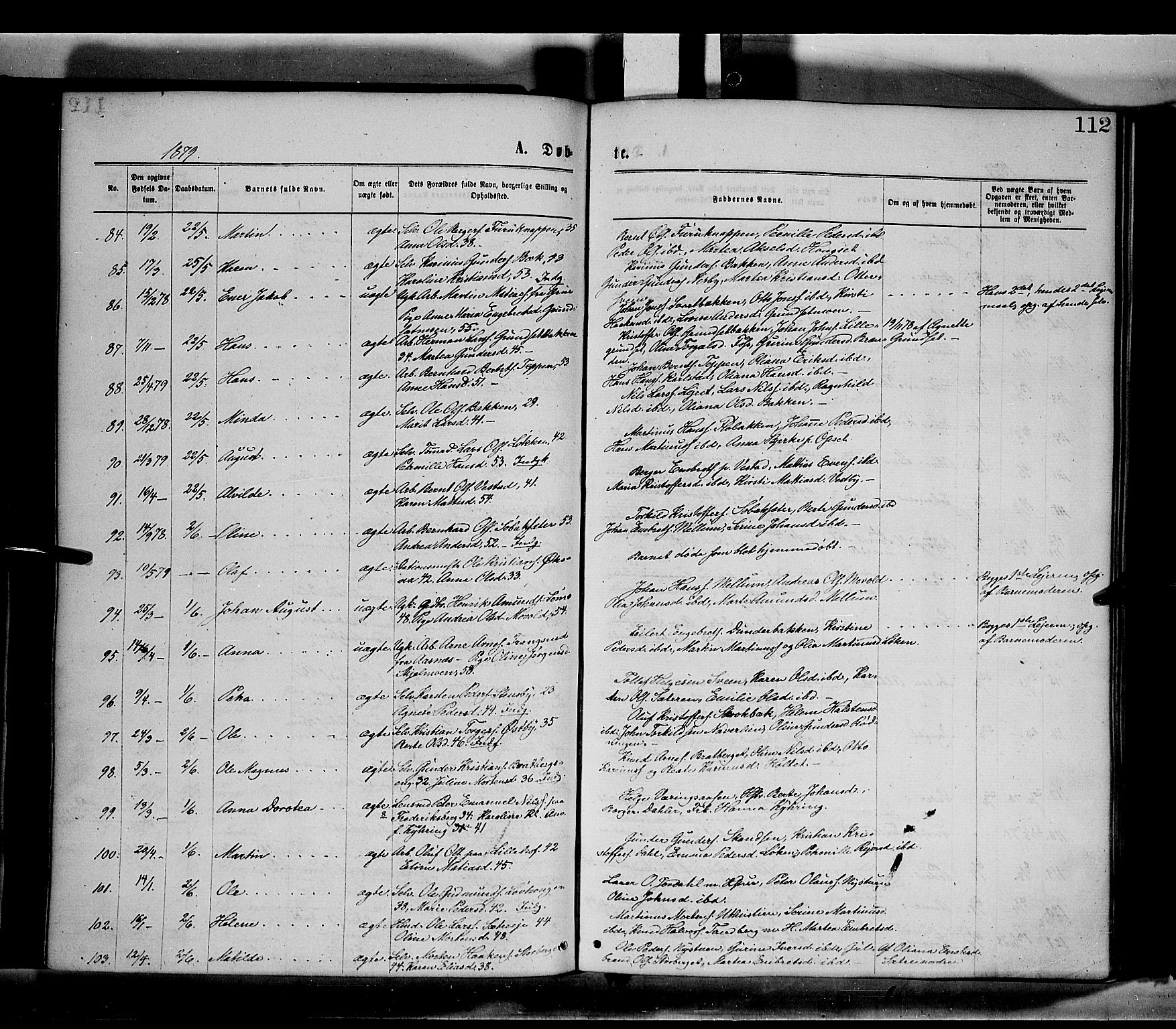 Elverum prestekontor, SAH/PREST-044/H/Ha/Haa/L0011: Parish register (official) no. 11, 1869-1879, p. 112