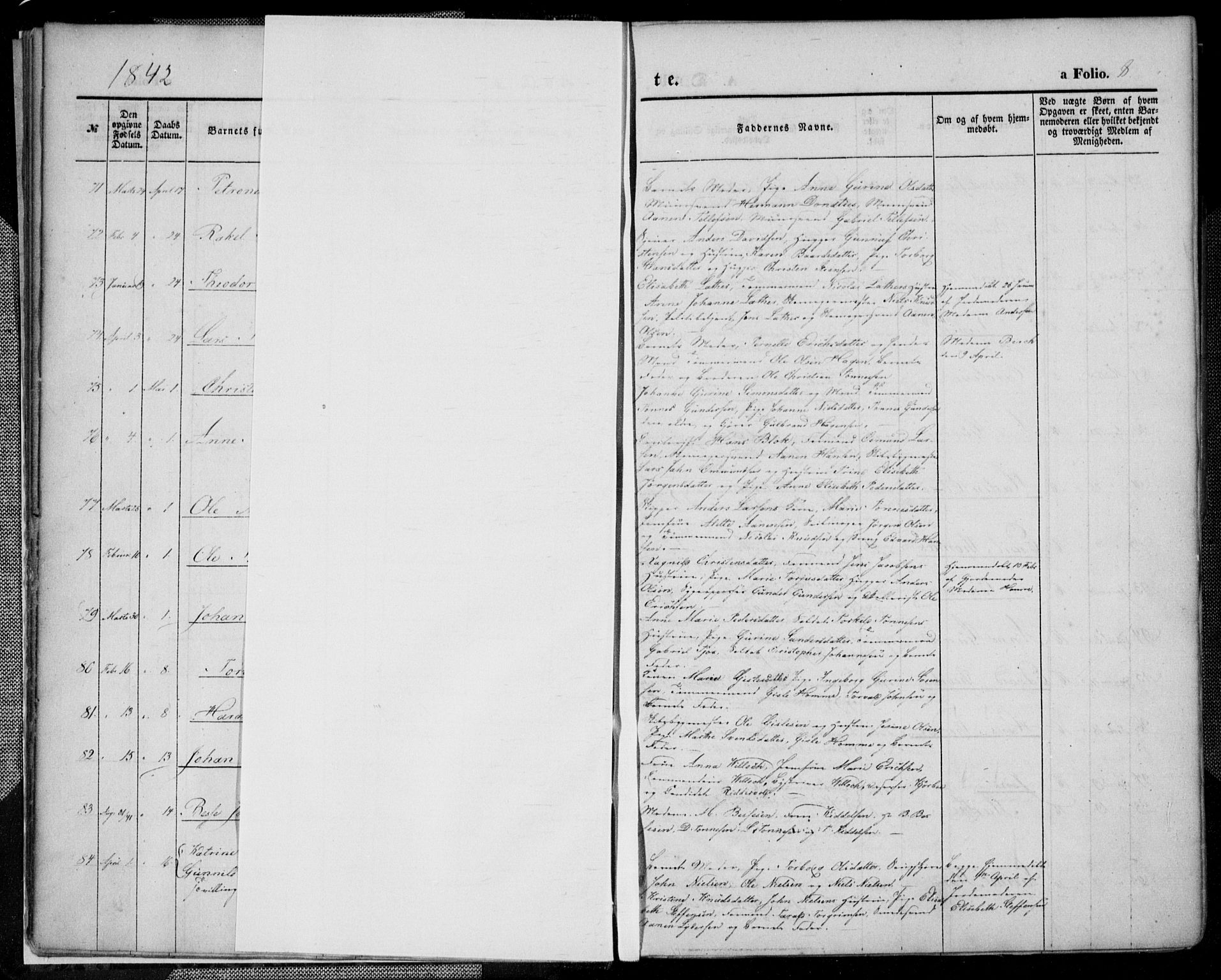 Kristiansand domprosti, SAK/1112-0006/F/Fa/L0013: Parish register (official) no. A 13, 1842-1851, p. 8