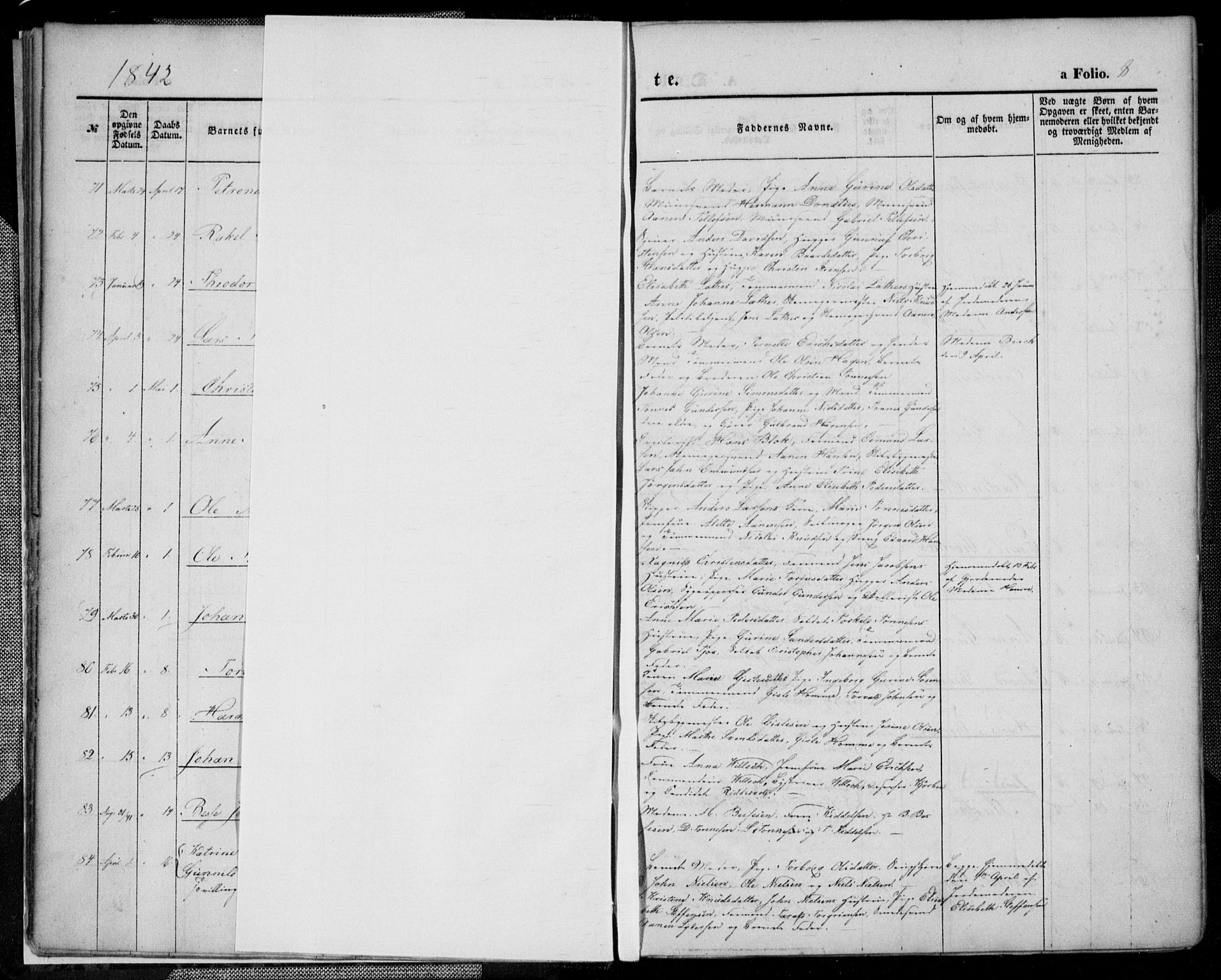 Kristiansand domprosti, AV/SAK-1112-0006/F/Fa/L0013: Parish register (official) no. A 13, 1842-1851, p. 8