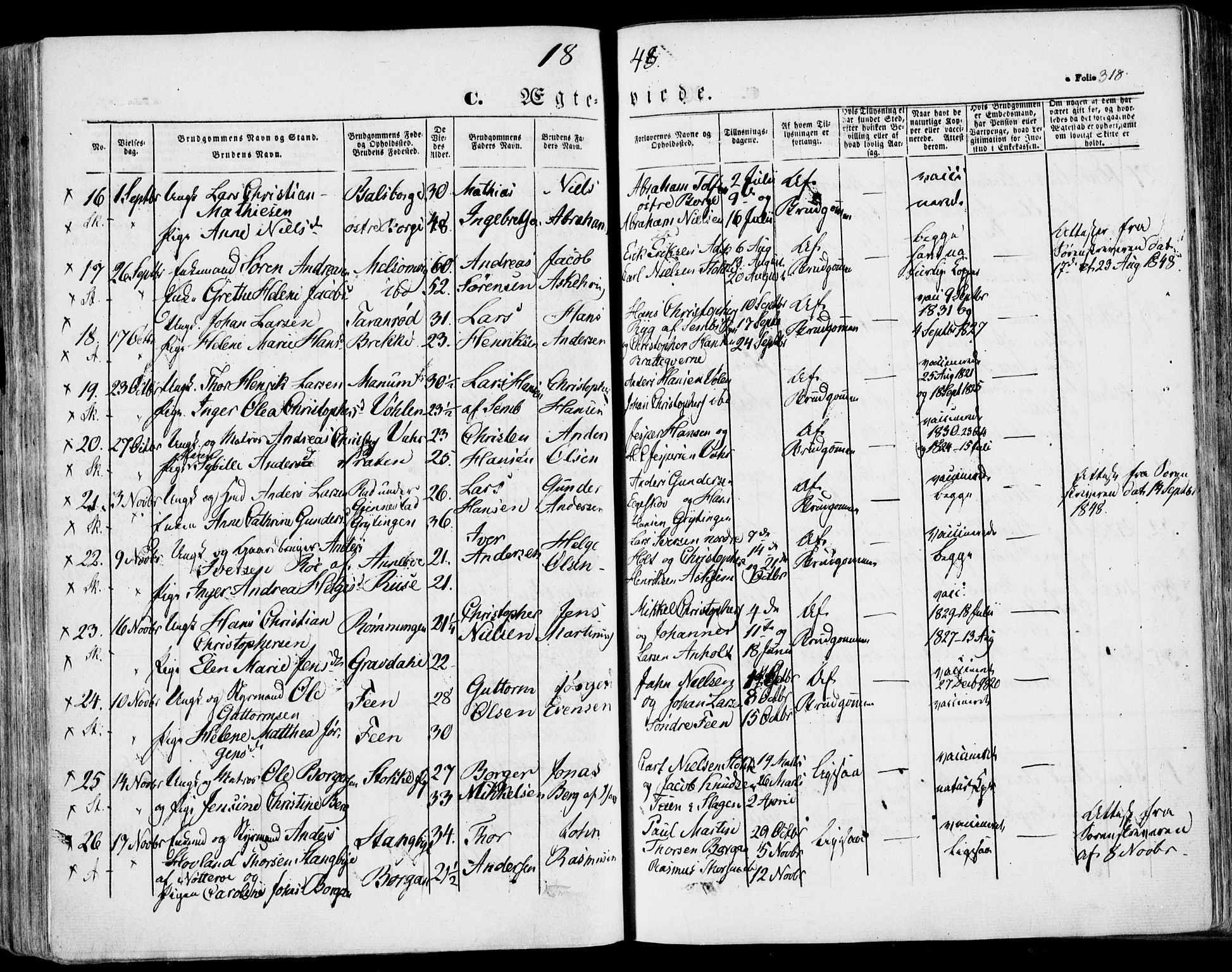 Stokke kirkebøker, AV/SAKO-A-320/F/Fa/L0007: Parish register (official) no. I 7, 1844-1857, p. 318