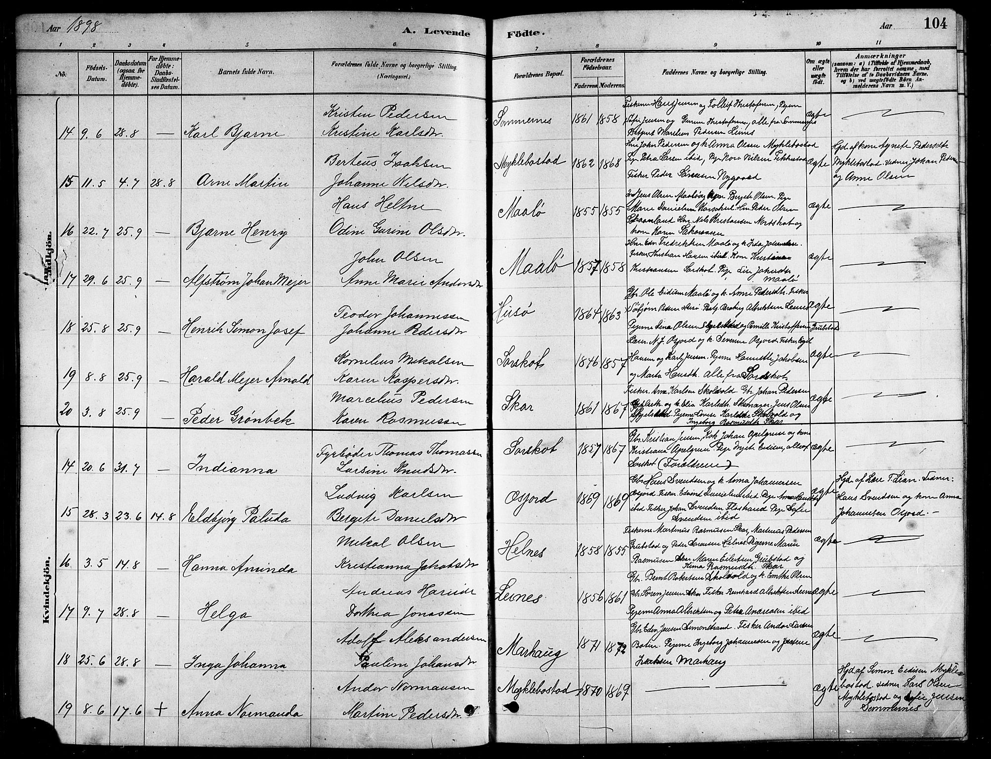 Ministerialprotokoller, klokkerbøker og fødselsregistre - Nordland, SAT/A-1459/857/L0828: Parish register (copy) no. 857C03, 1879-1908, p. 104