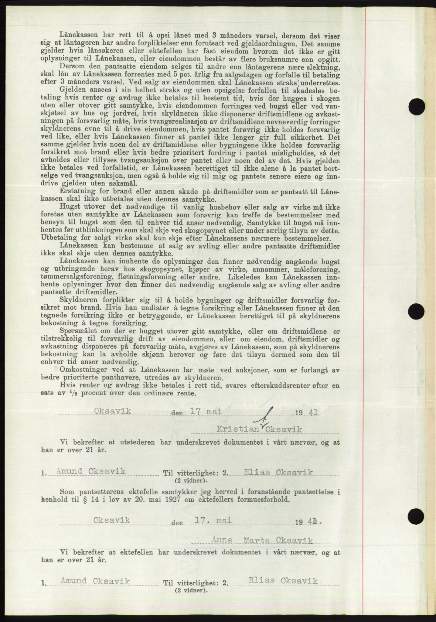 Søre Sunnmøre sorenskriveri, AV/SAT-A-4122/1/2/2C/L0071: Mortgage book no. 65, 1941-1941, Diary no: : 619/1941